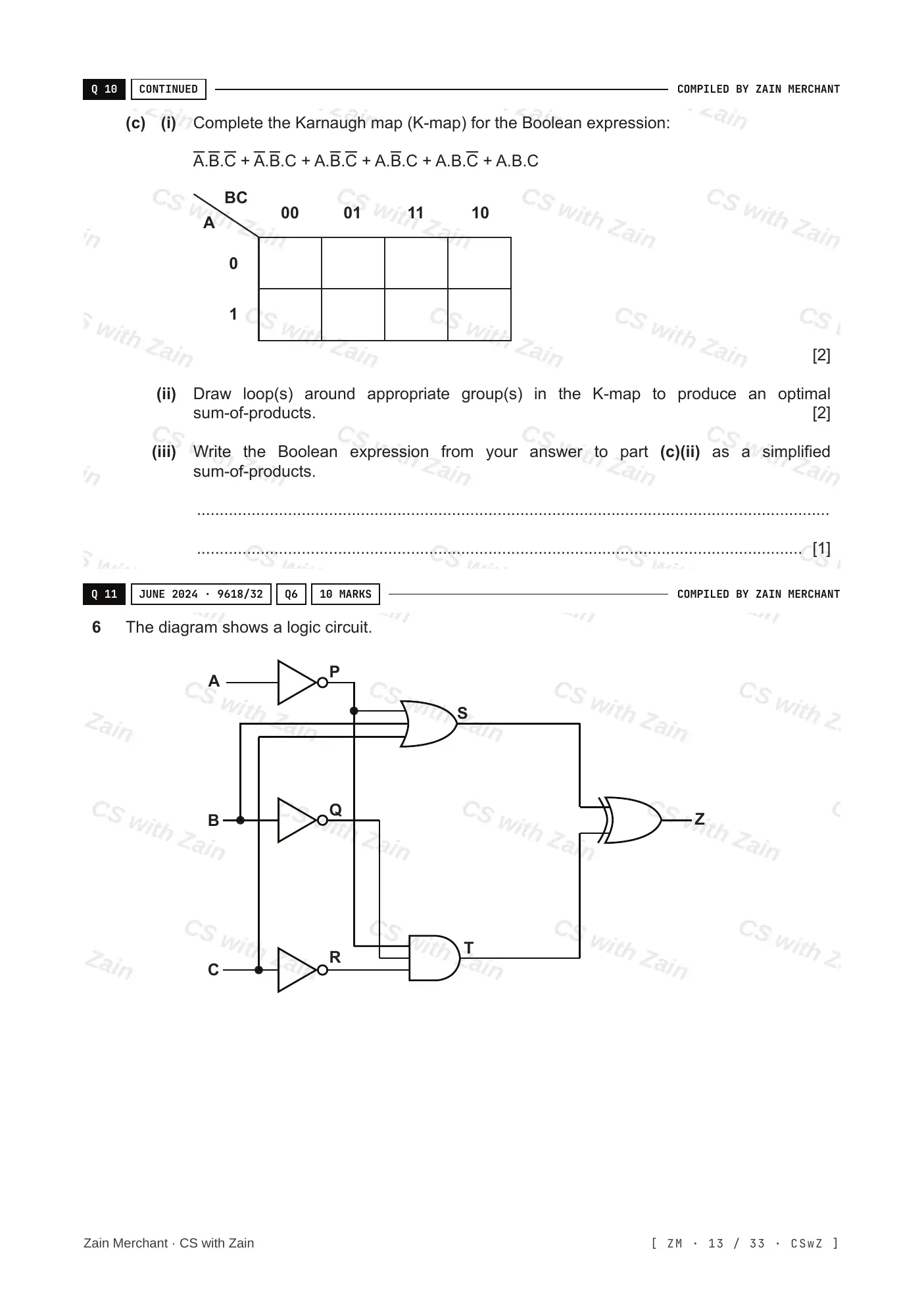 15.2 Boolean Algebra and Logic Circuits questions, page 12