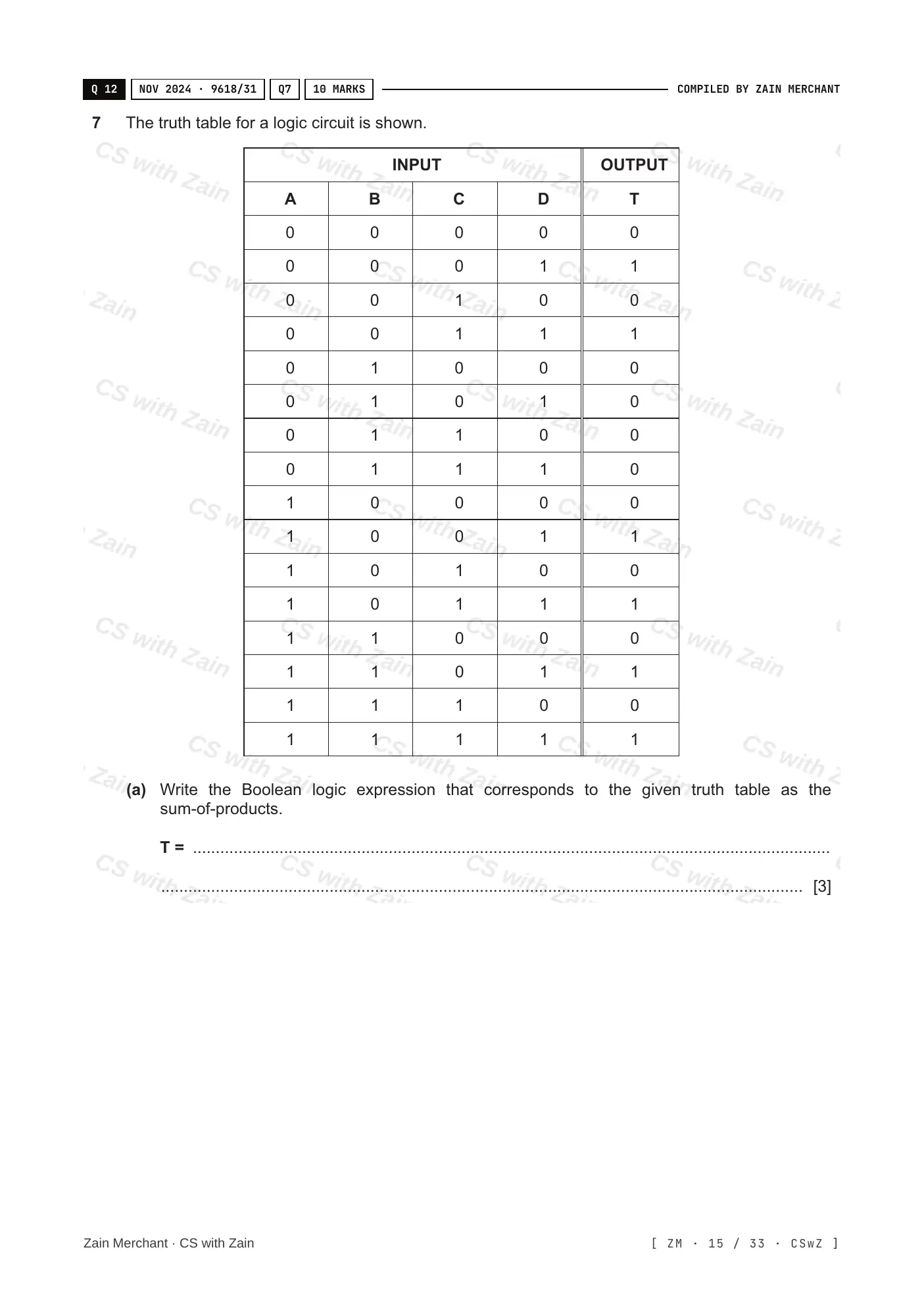 15.2 Boolean Algebra and Logic Circuits questions, page 14