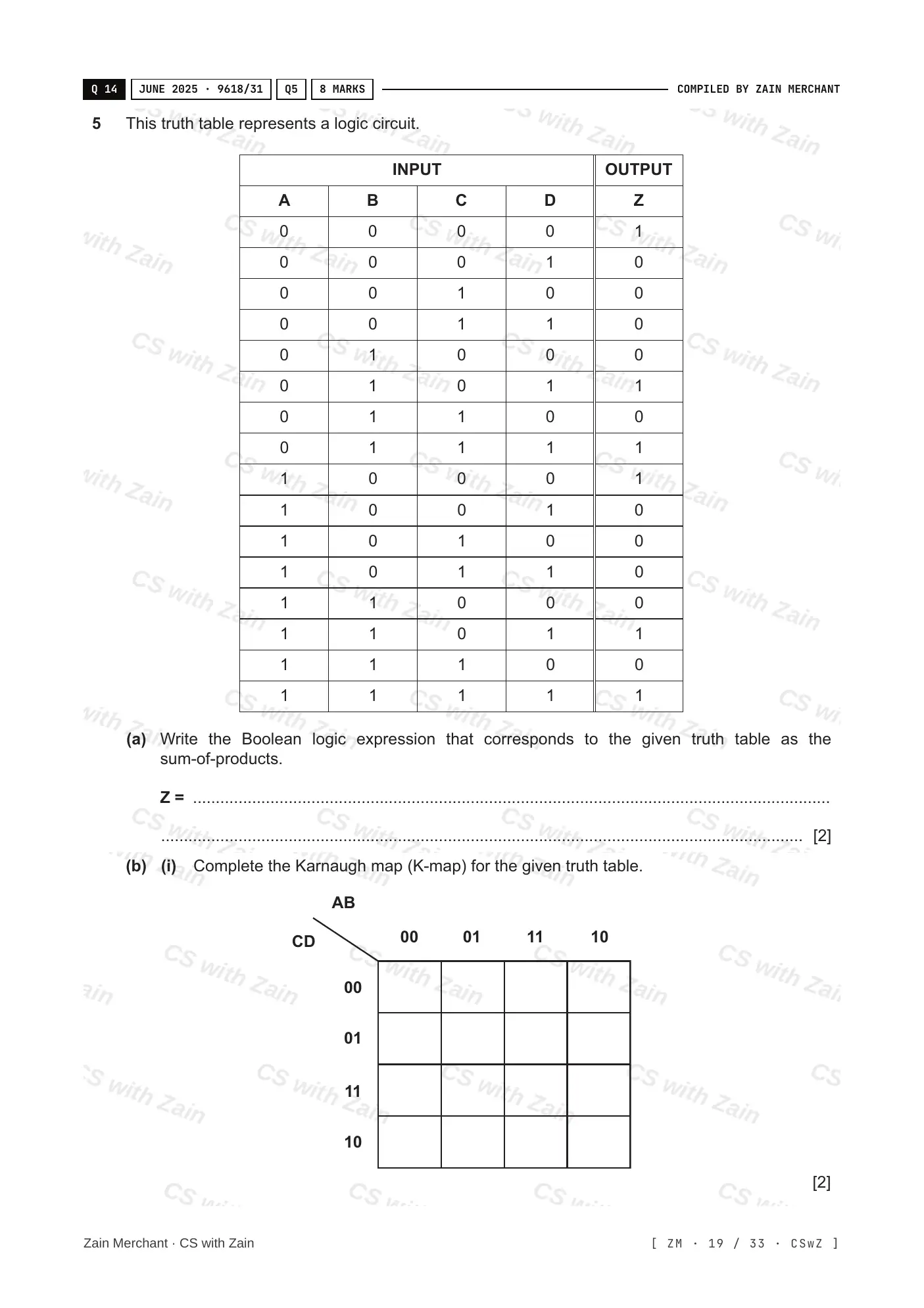 15.2 Boolean Algebra and Logic Circuits questions, page 18