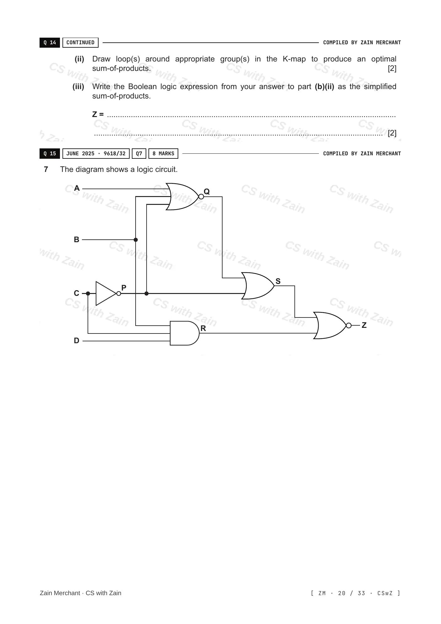 15.2 Boolean Algebra and Logic Circuits questions, page 19