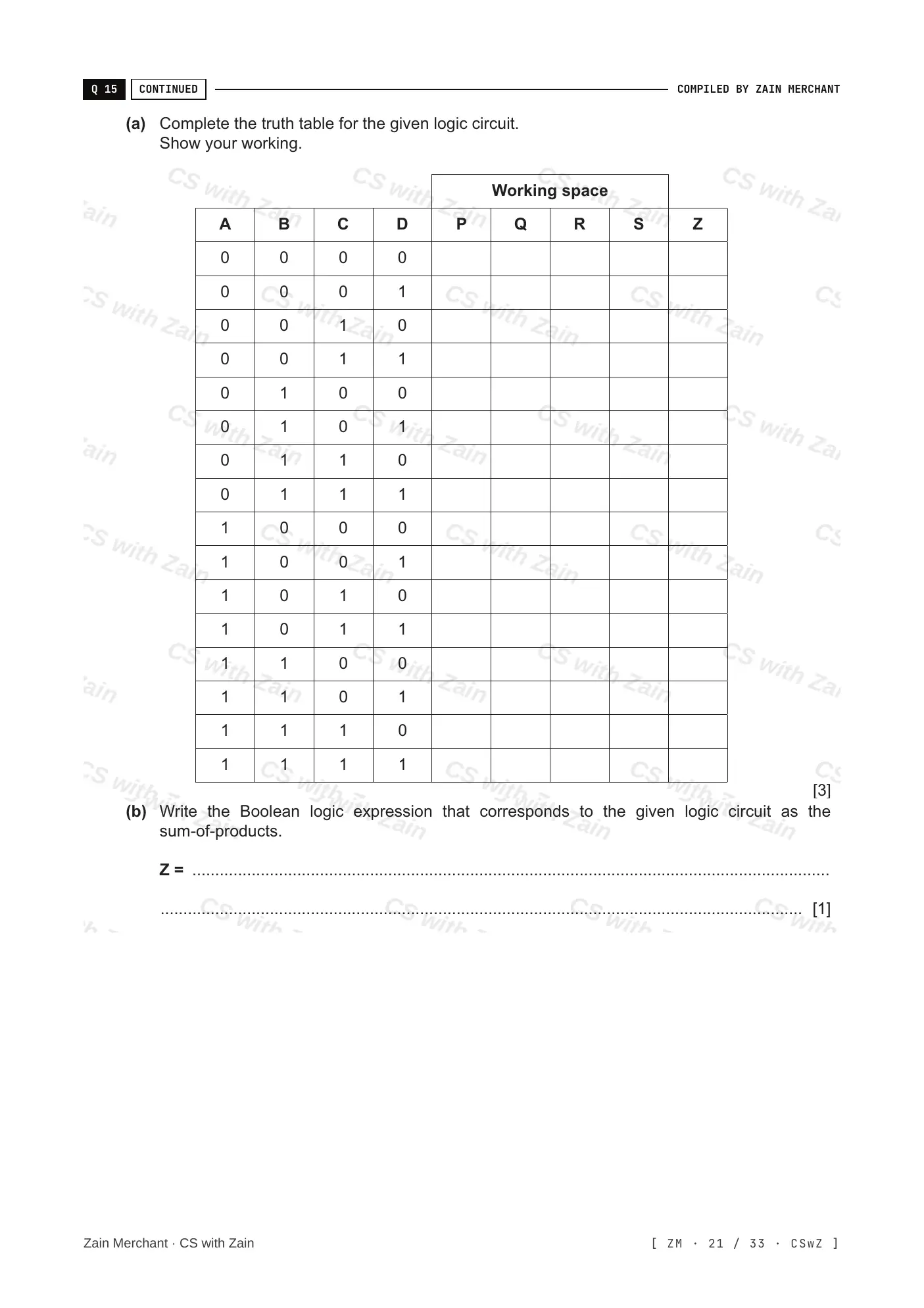 15.2 Boolean Algebra and Logic Circuits questions, page 20