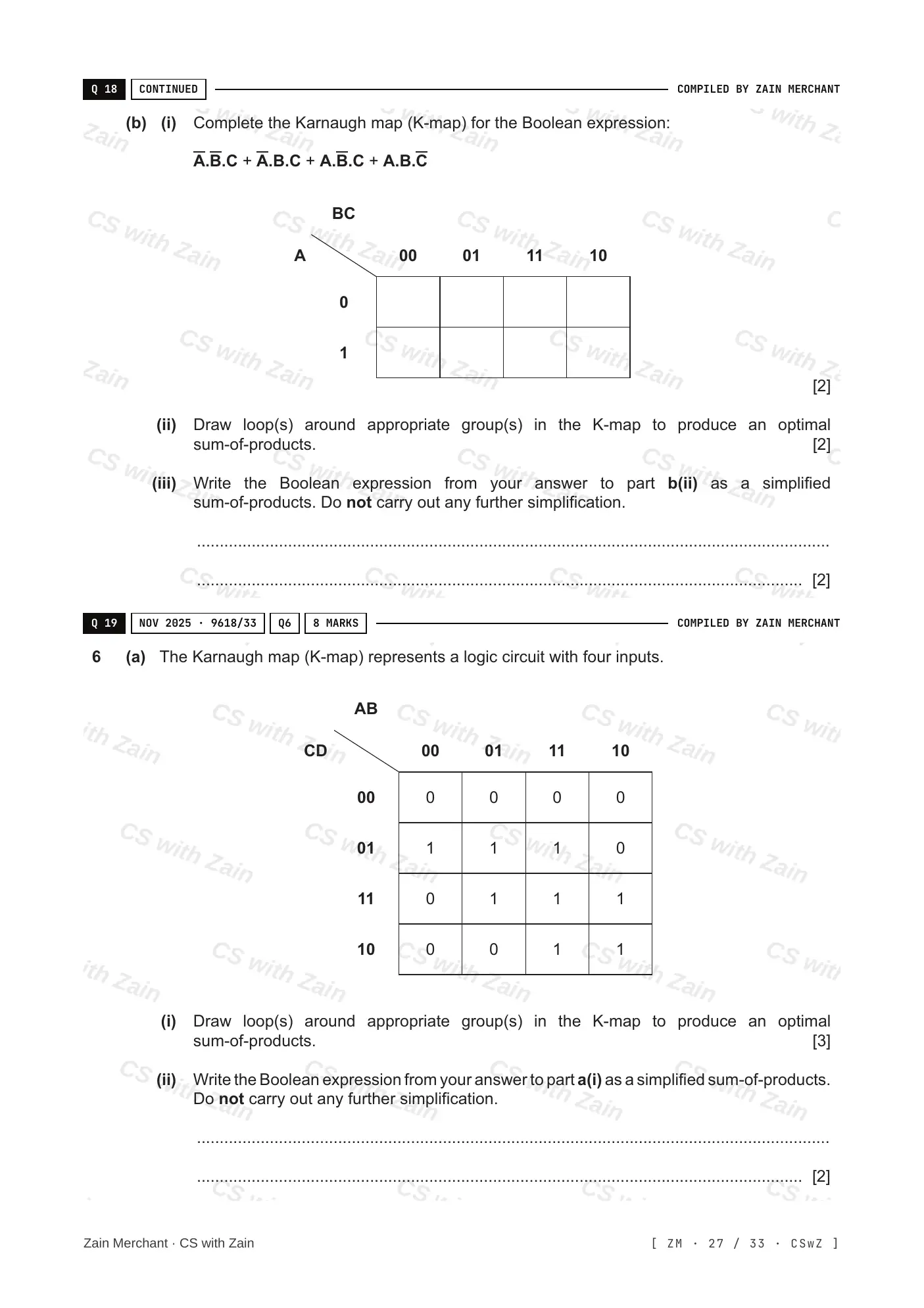 15.2 Boolean Algebra and Logic Circuits questions, page 26