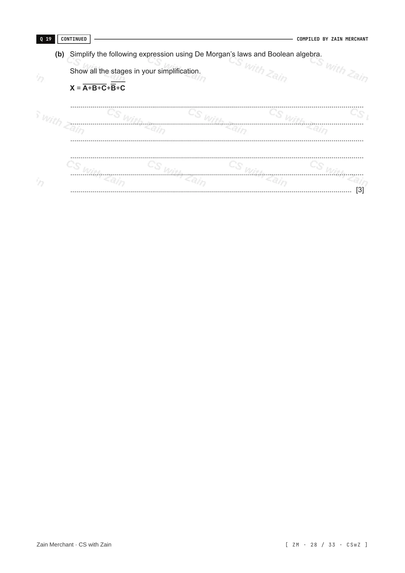 15.2 Boolean Algebra and Logic Circuits questions, page 27
