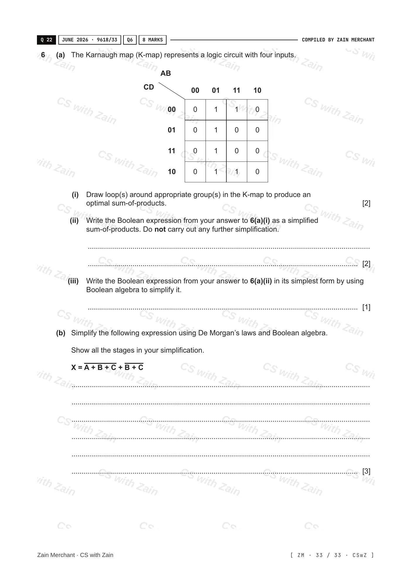 15.2 Boolean Algebra and Logic Circuits questions, page 32
