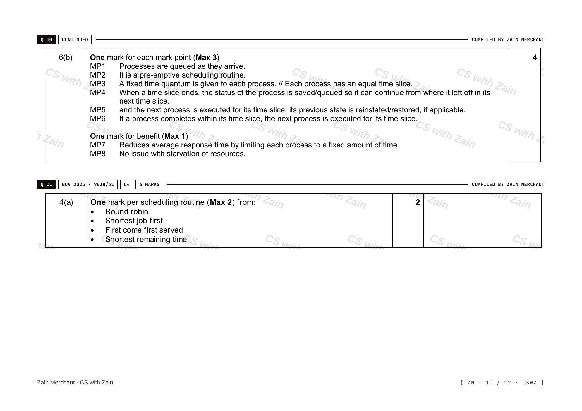16.1 Purposes of an Operating System (OS) mark scheme, page 9