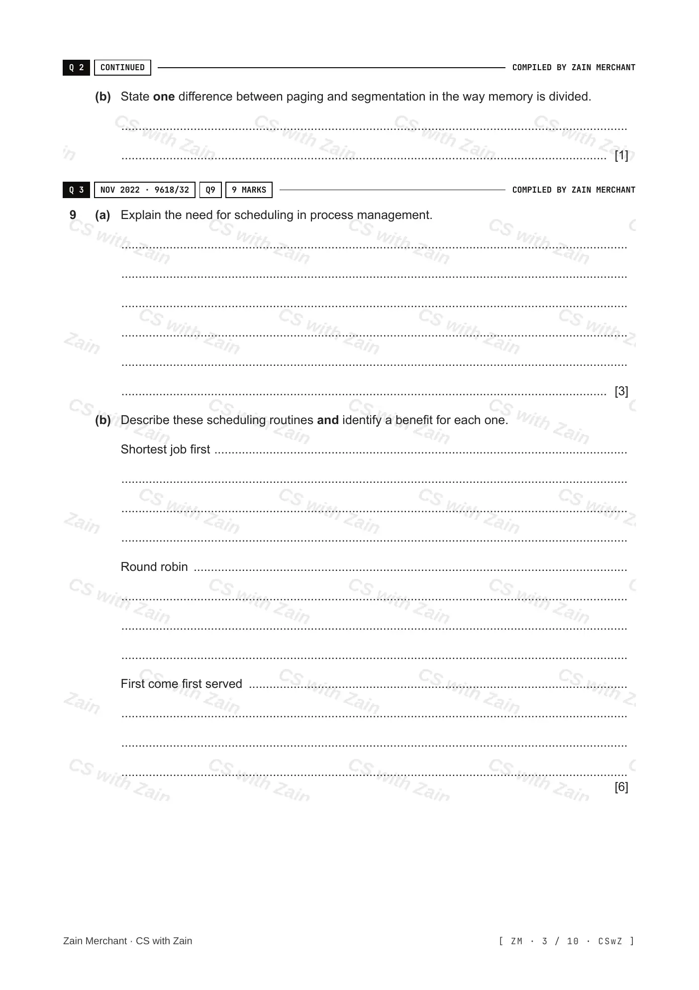 16.1 Purposes of an Operating System (OS) questions, page 2