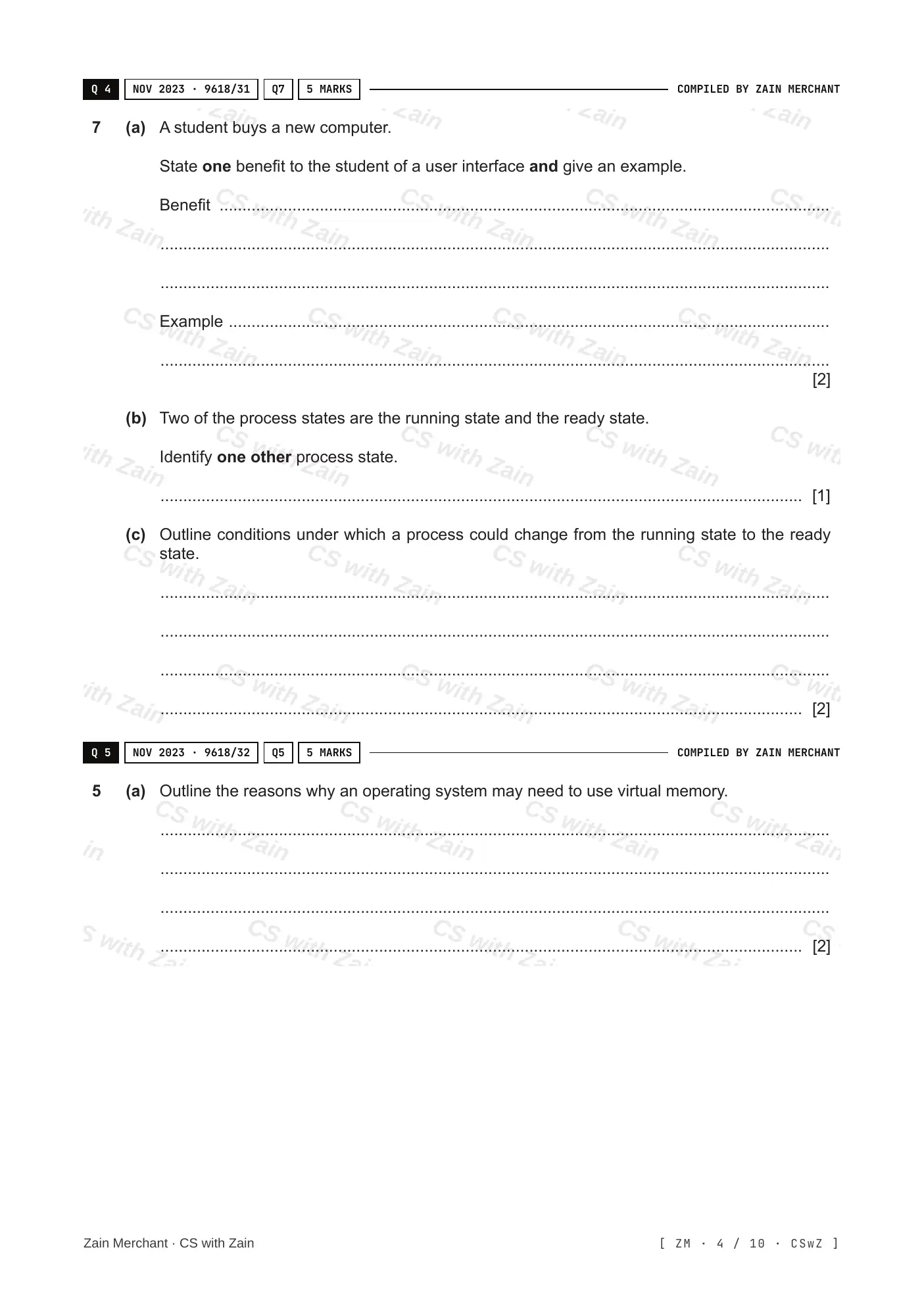 16.1 Purposes of an Operating System (OS) questions, page 3