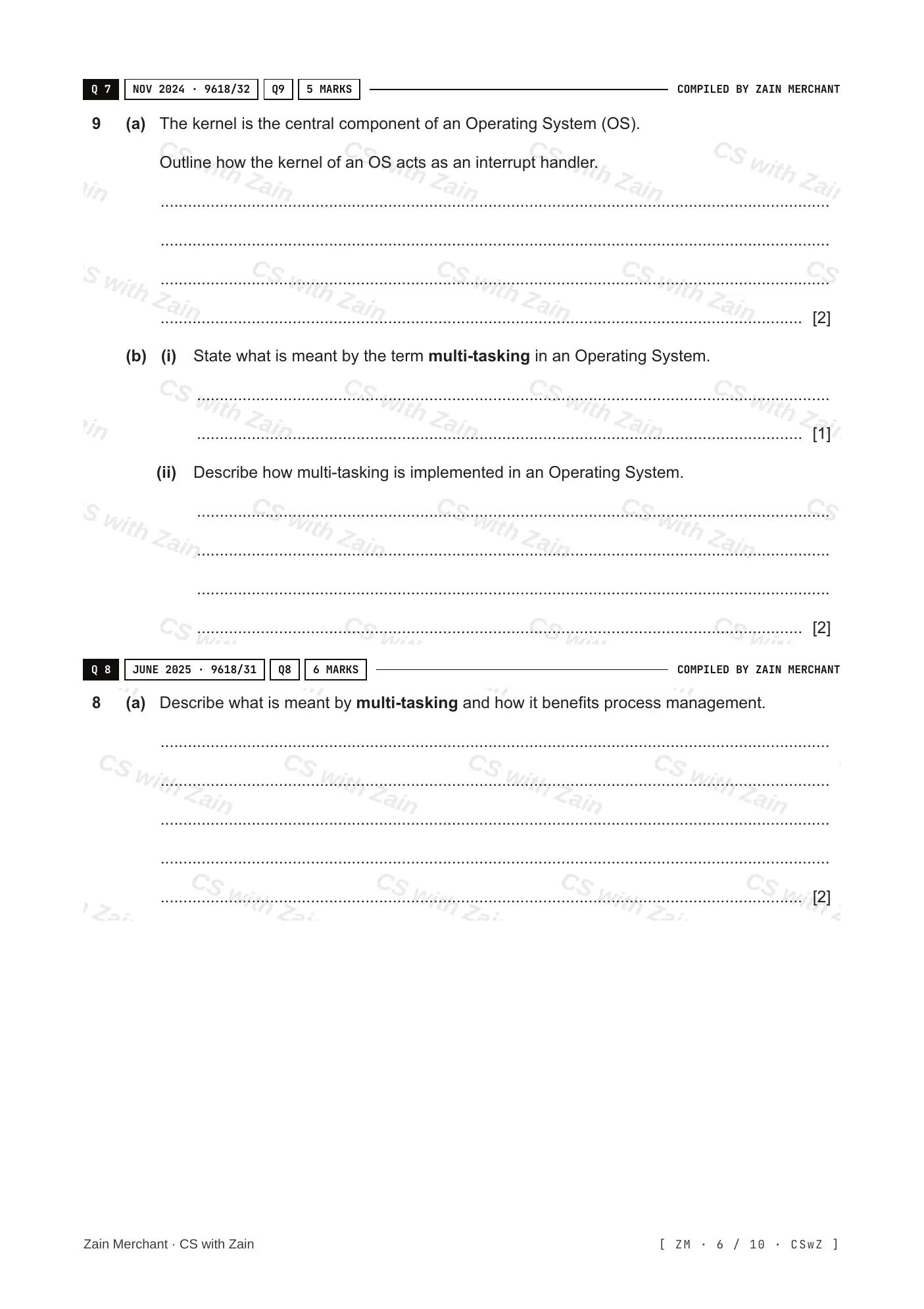 16.1 Purposes of an Operating System (OS) questions, page 5