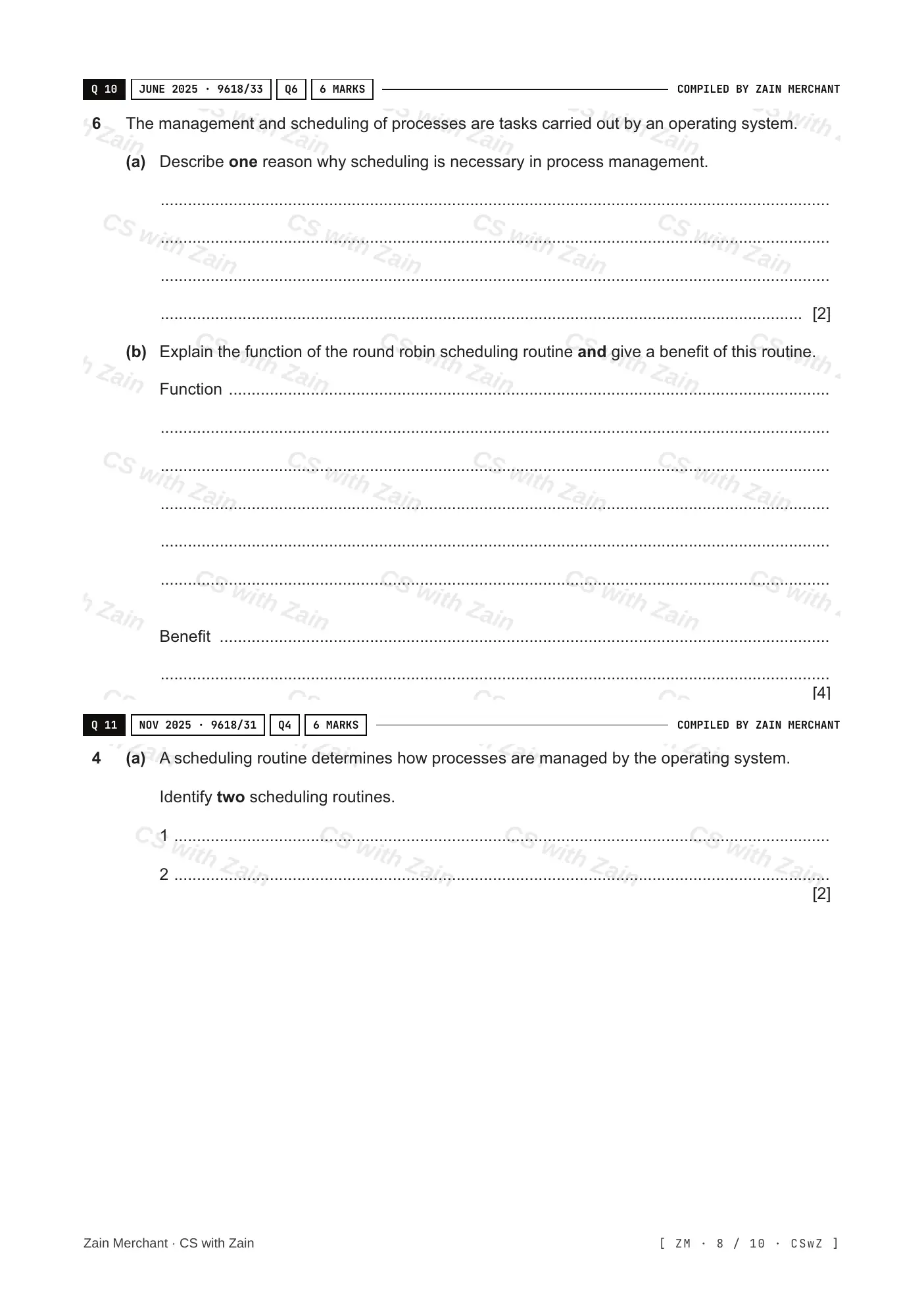16.1 Purposes of an Operating System (OS) questions, page 7
