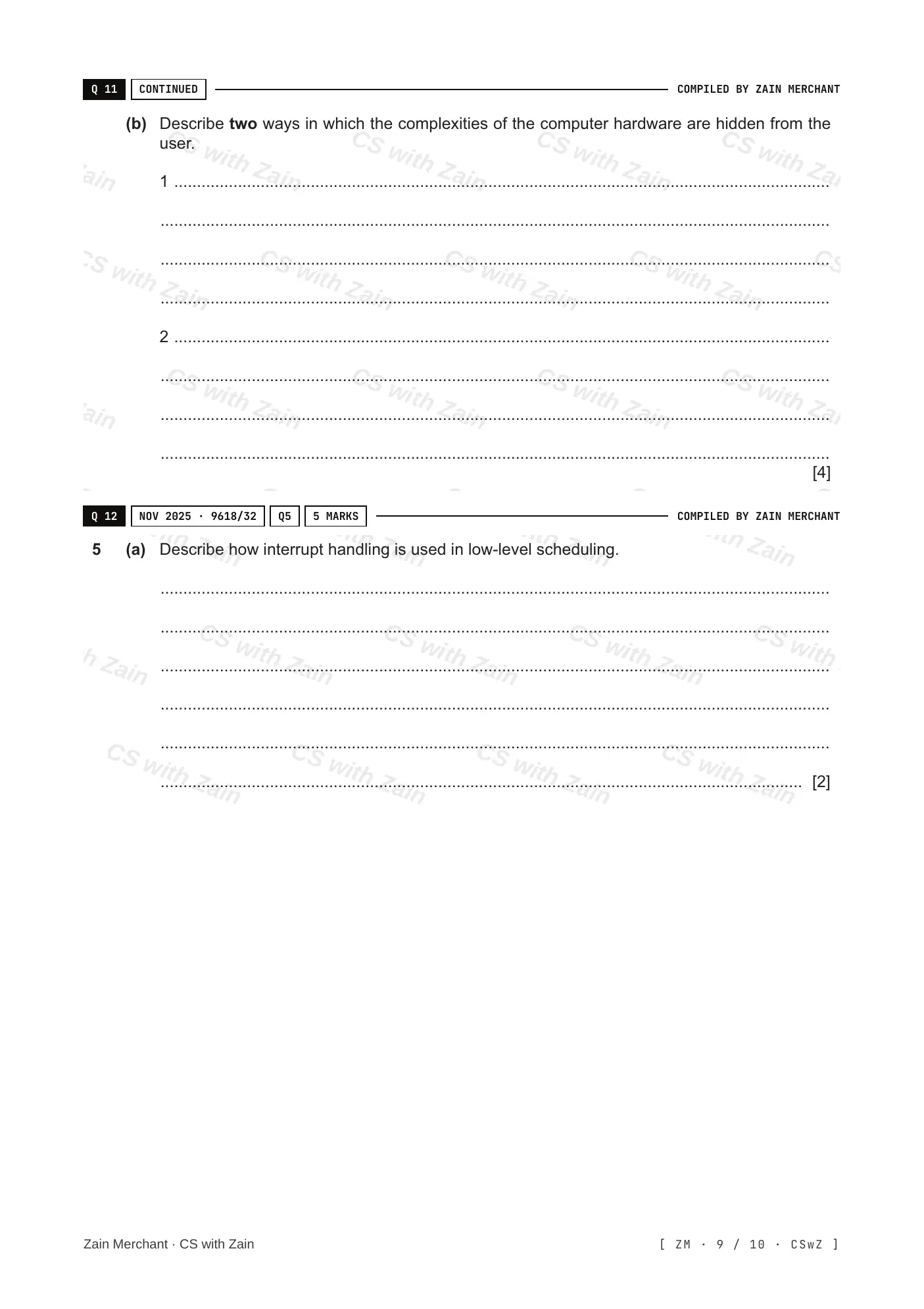 16.1 Purposes of an Operating System (OS) questions, page 8