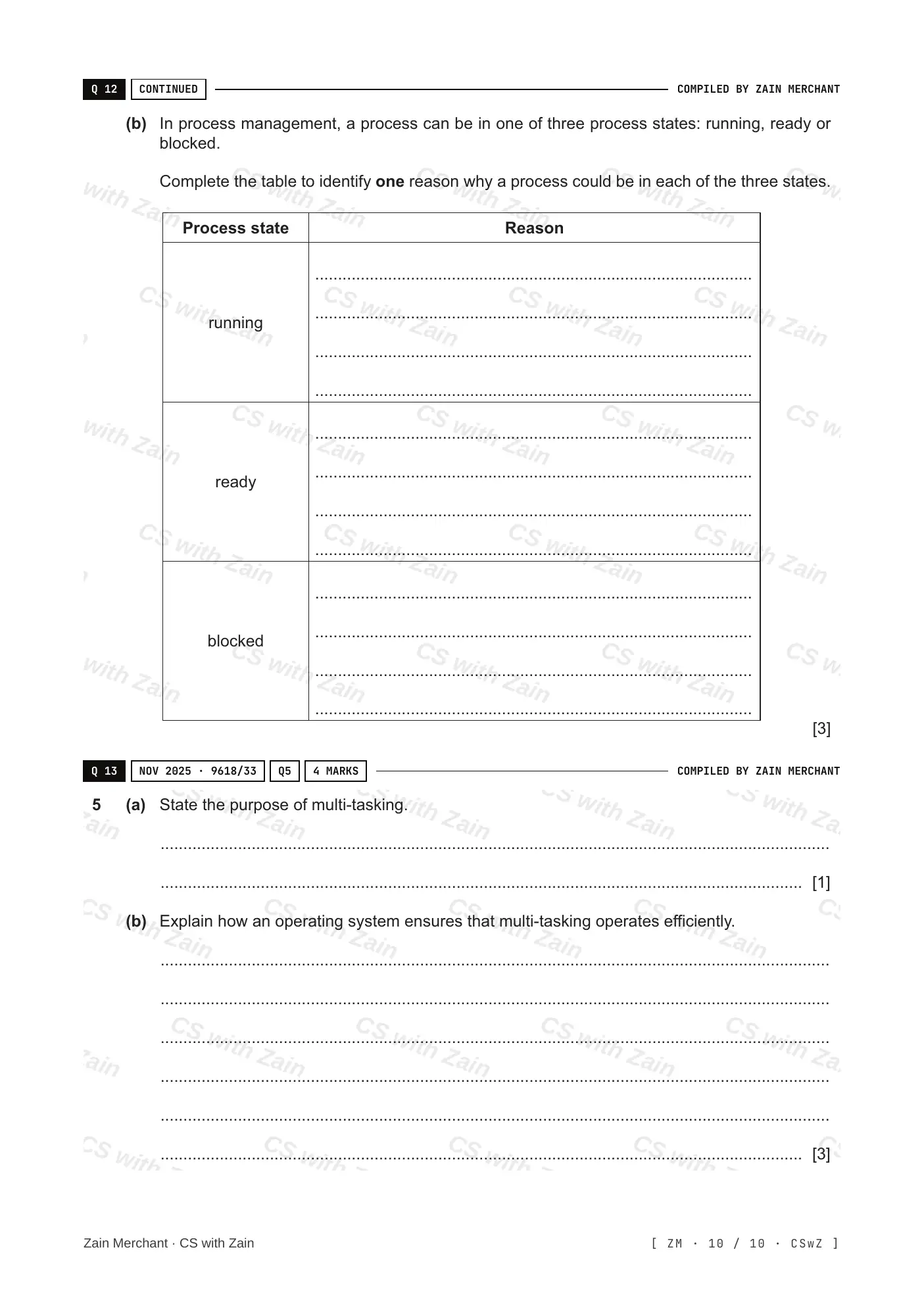16.1 Purposes of an Operating System (OS) questions, page 9