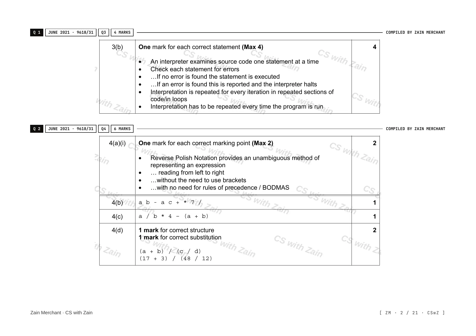 16.2 Translation Software mark scheme, page 1