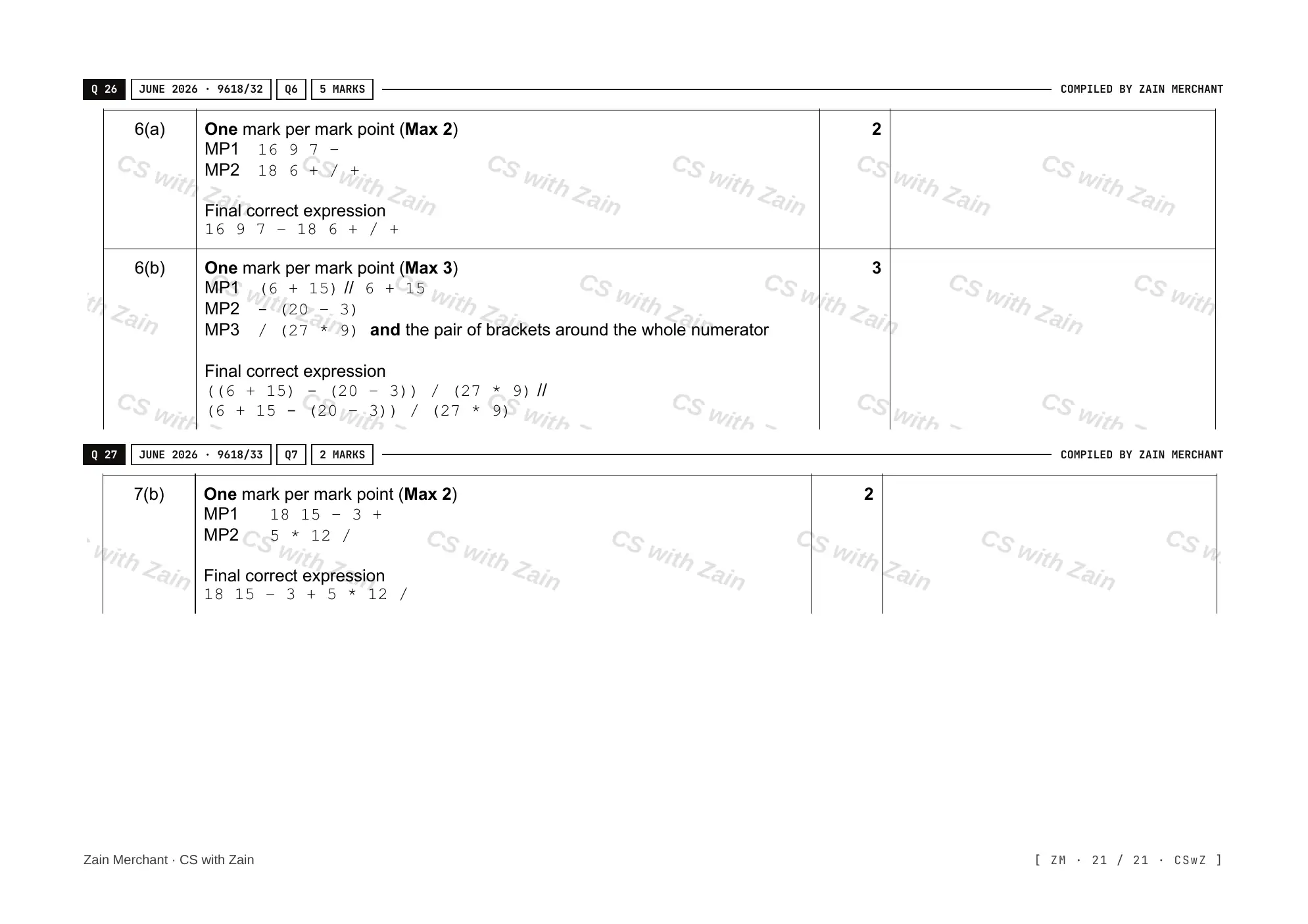 16.2 Translation Software mark scheme, page 20