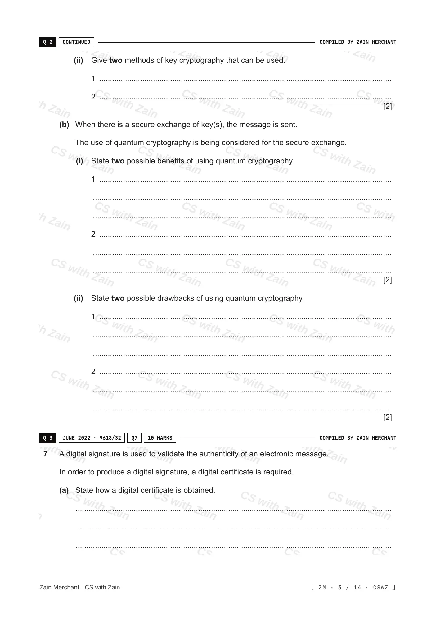 17.1 Encryption, Encryption Protocols and Digital Certificates questions, page 2