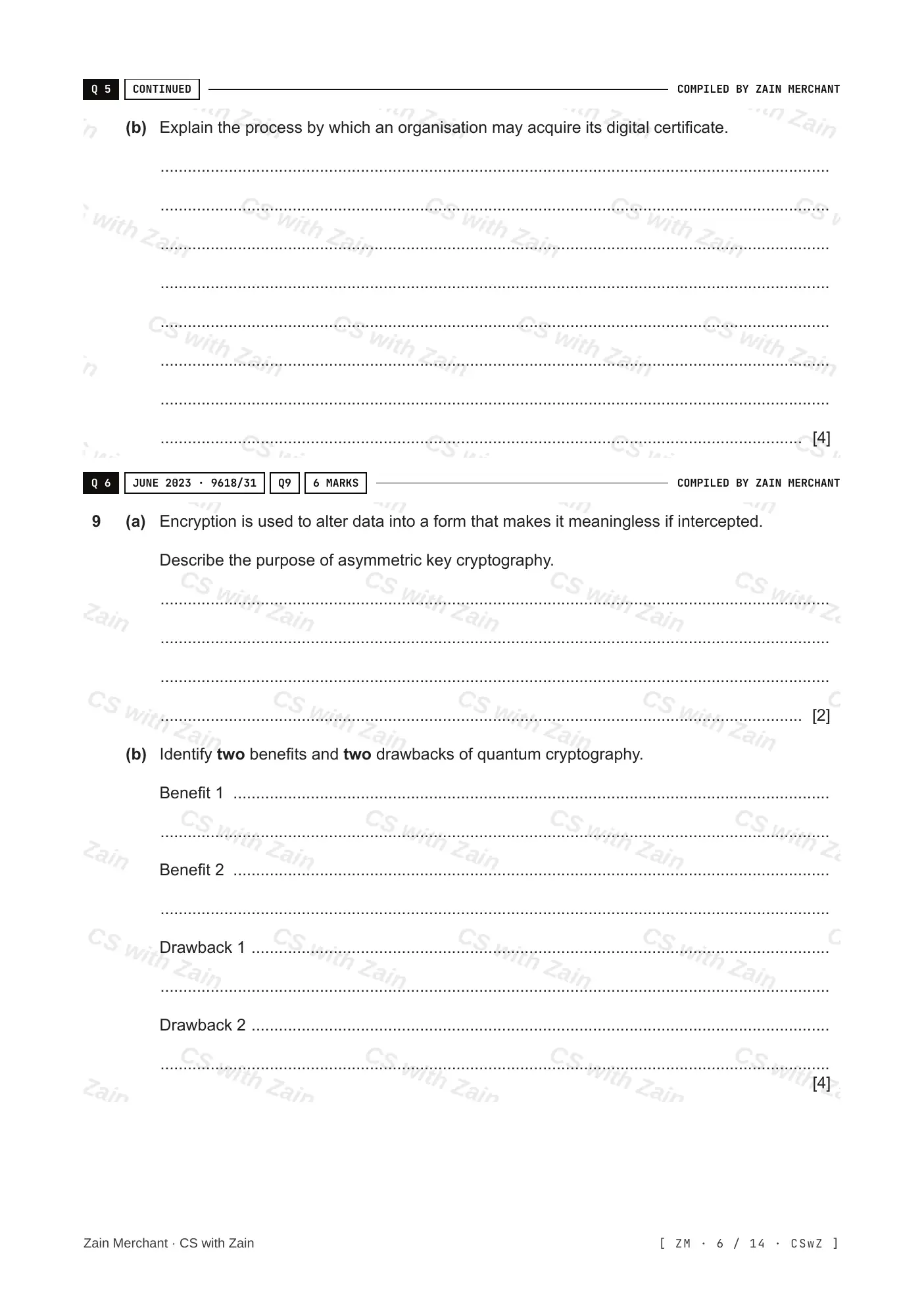 17.1 Encryption, Encryption Protocols and Digital Certificates questions, page 5