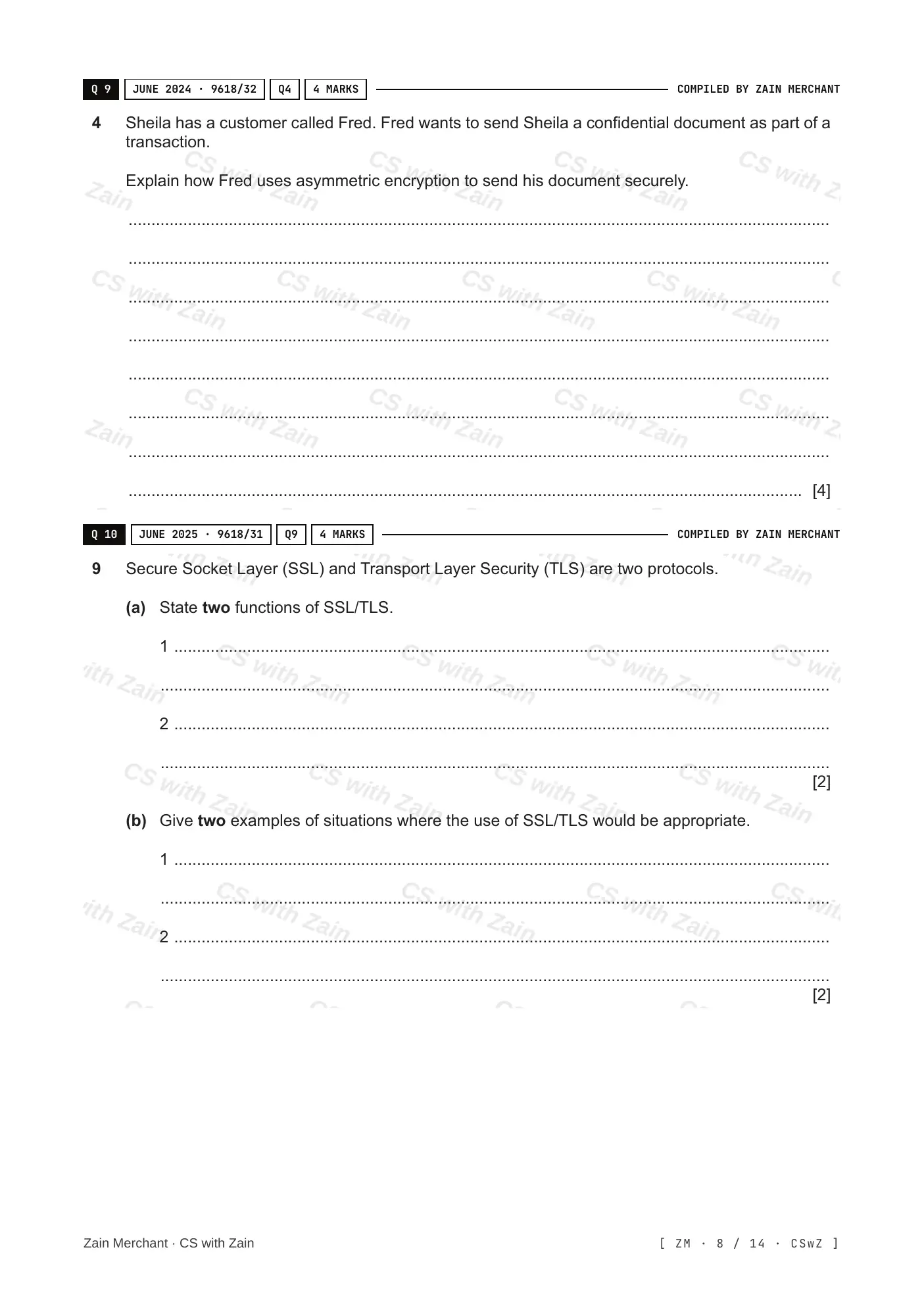 17.1 Encryption, Encryption Protocols and Digital Certificates questions, page 7