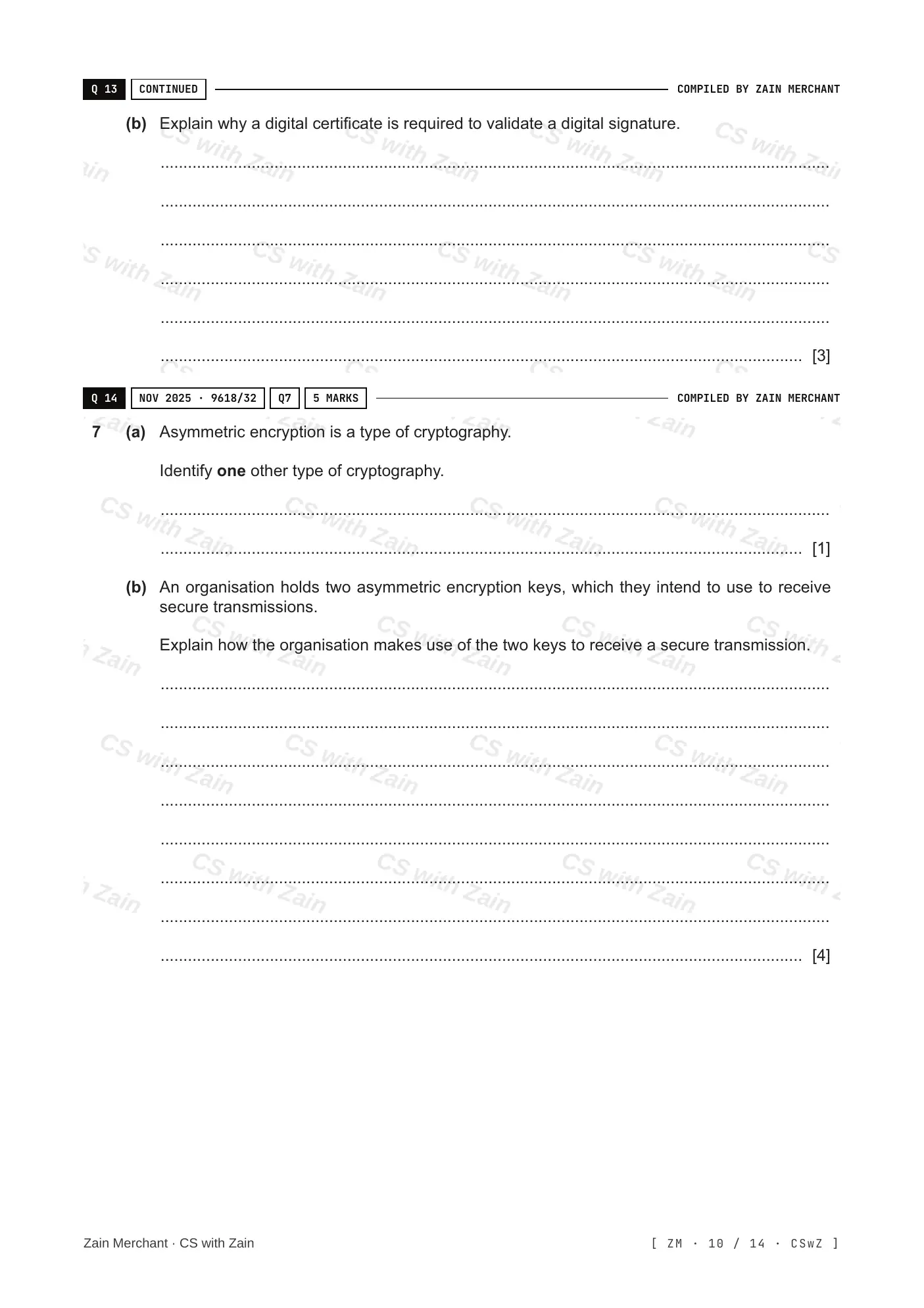 17.1 Encryption, Encryption Protocols and Digital Certificates questions, page 9