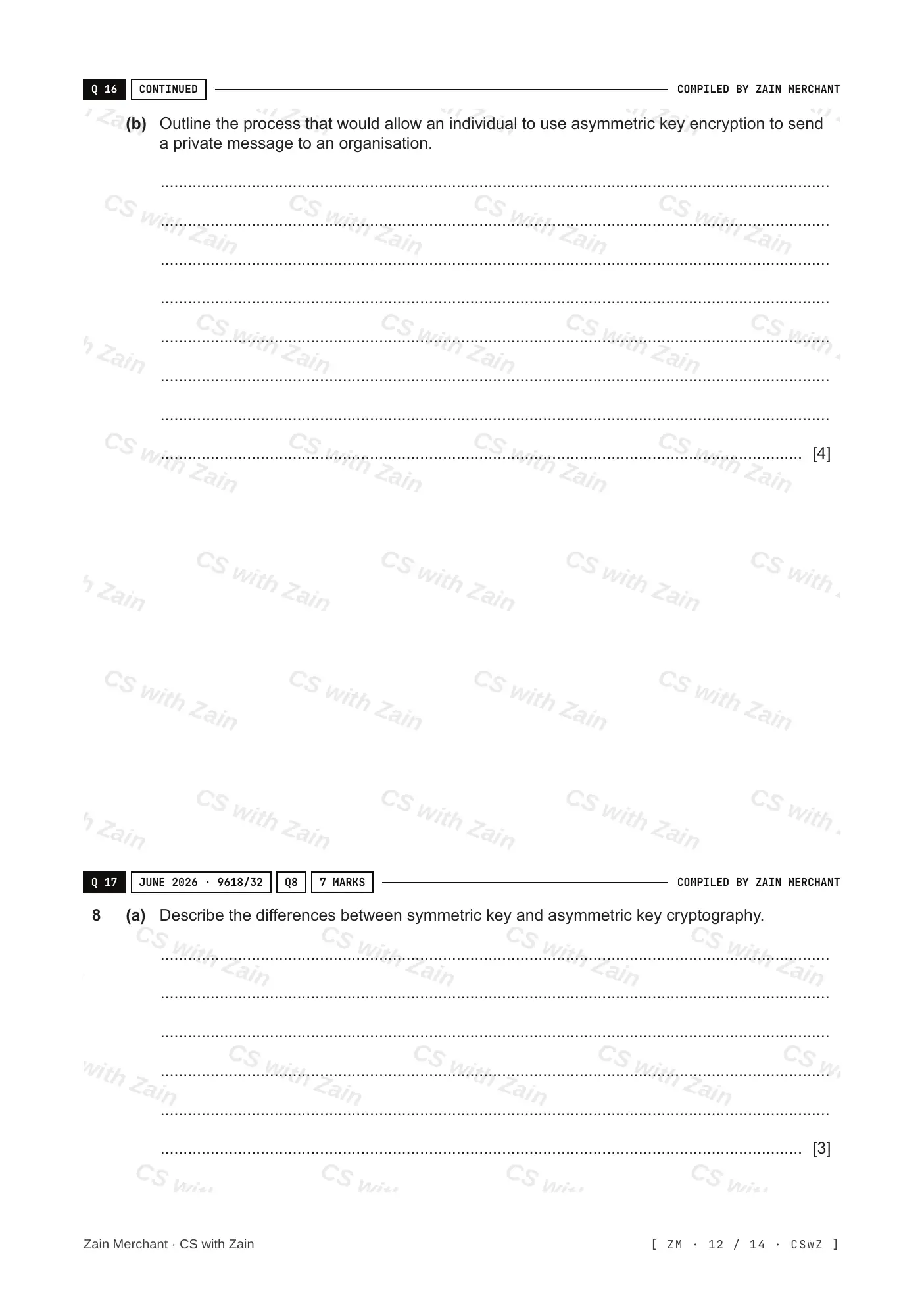 17.1 Encryption, Encryption Protocols and Digital Certificates questions, page 11