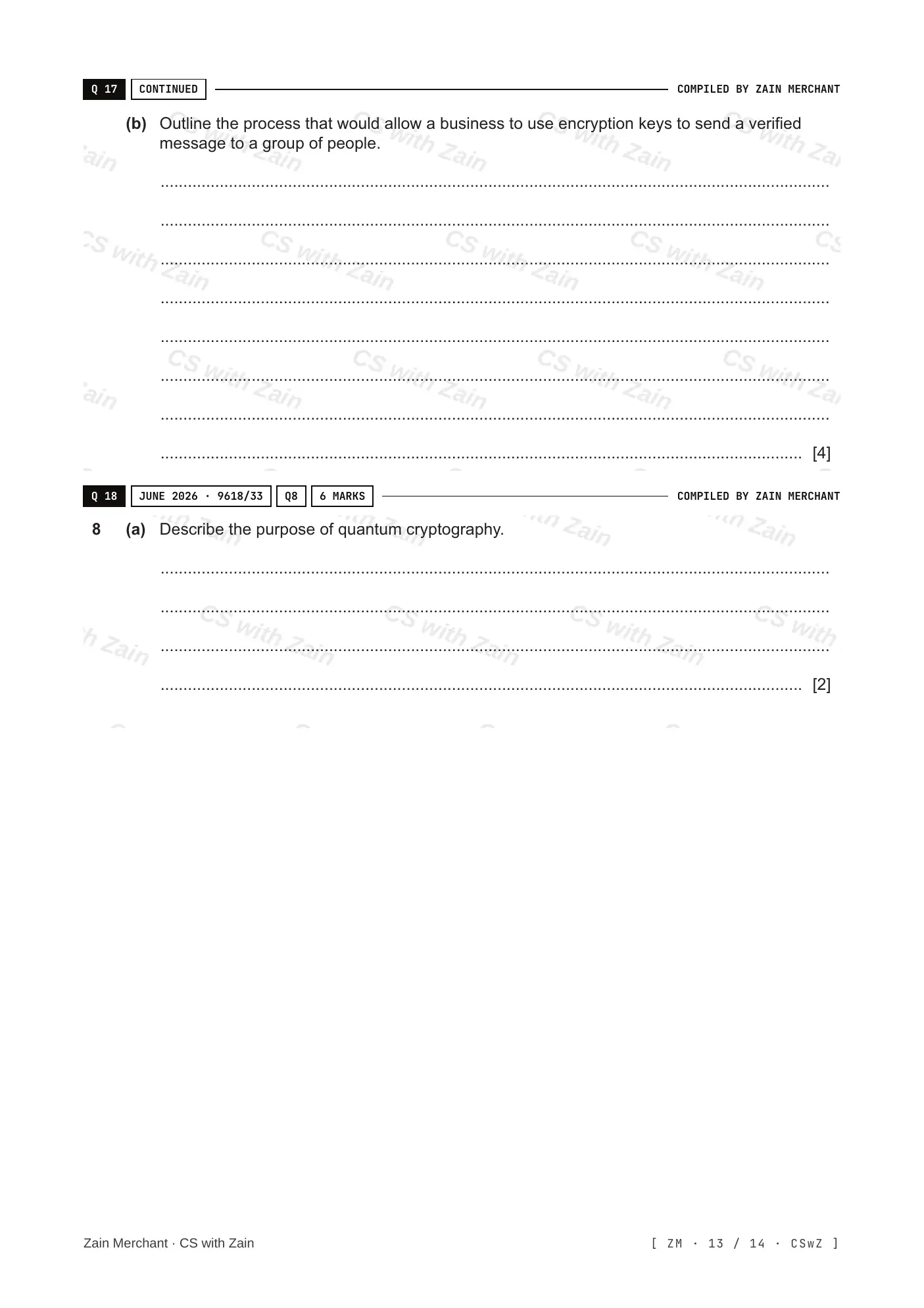 17.1 Encryption, Encryption Protocols and Digital Certificates questions, page 12