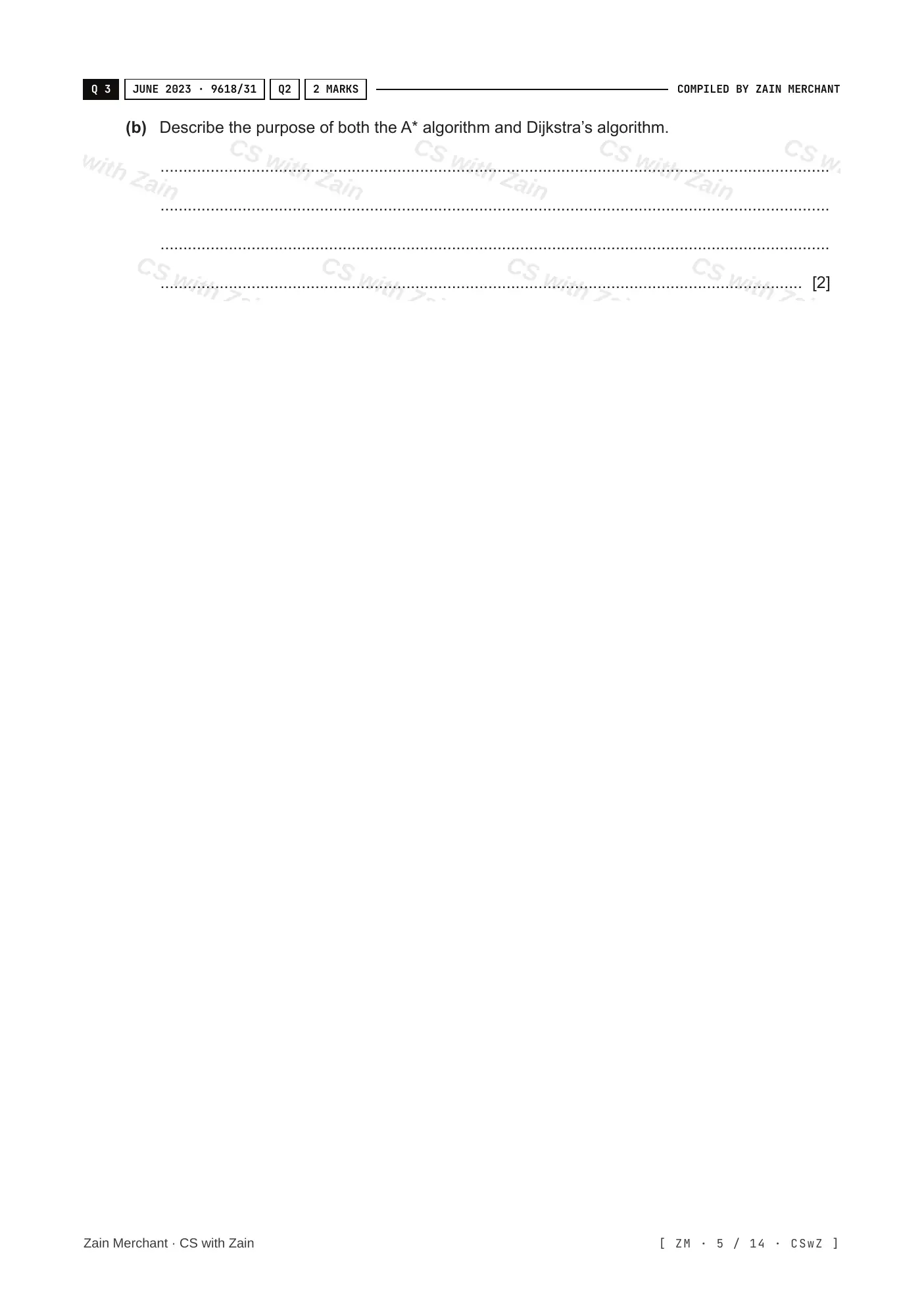 18.1 Artificial Intelligence: Graphs, Dijkstra and A* questions, page 4