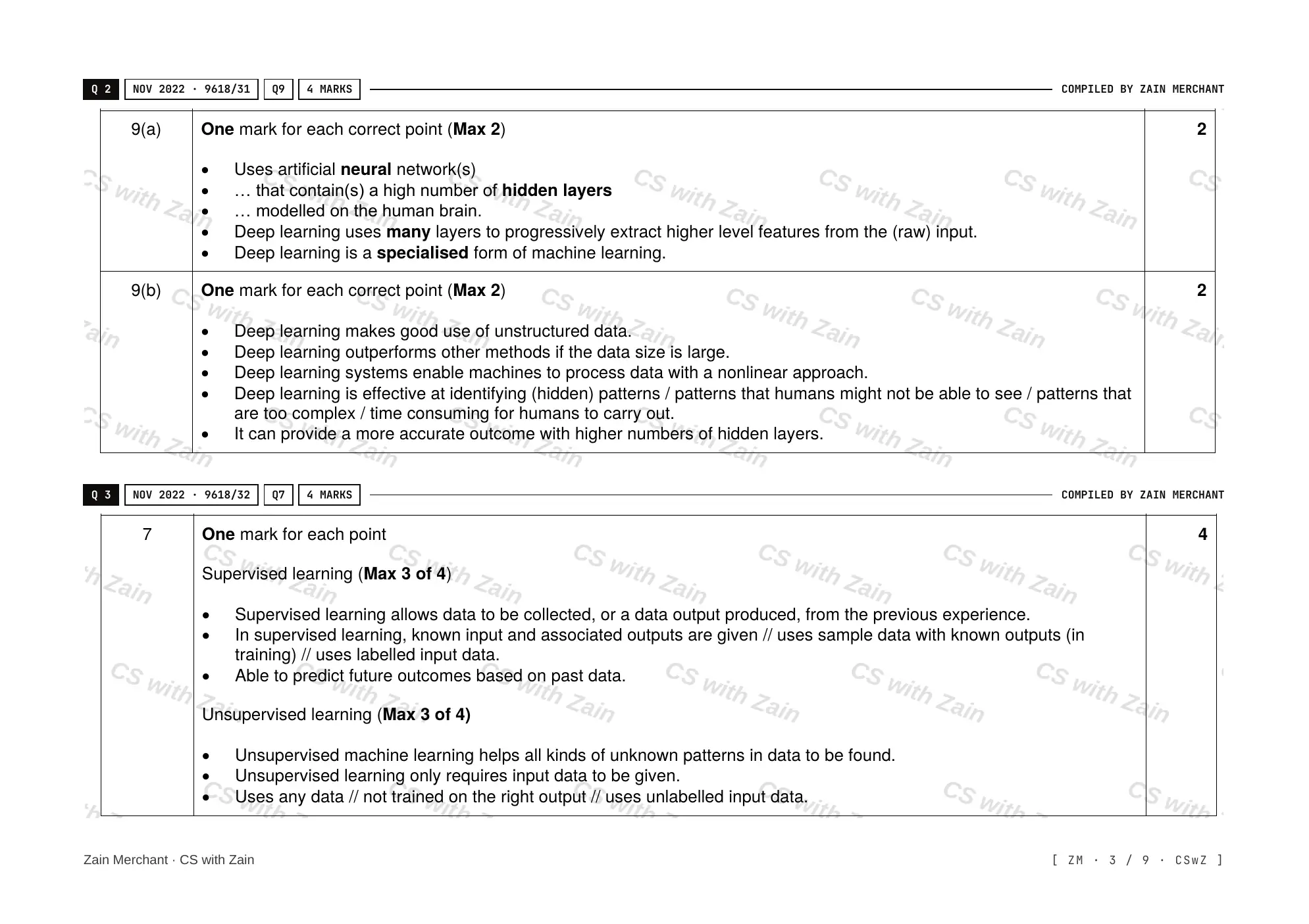 18.2 Artificial Intelligence: Machine Learning and Neural Networks mark scheme, page 2