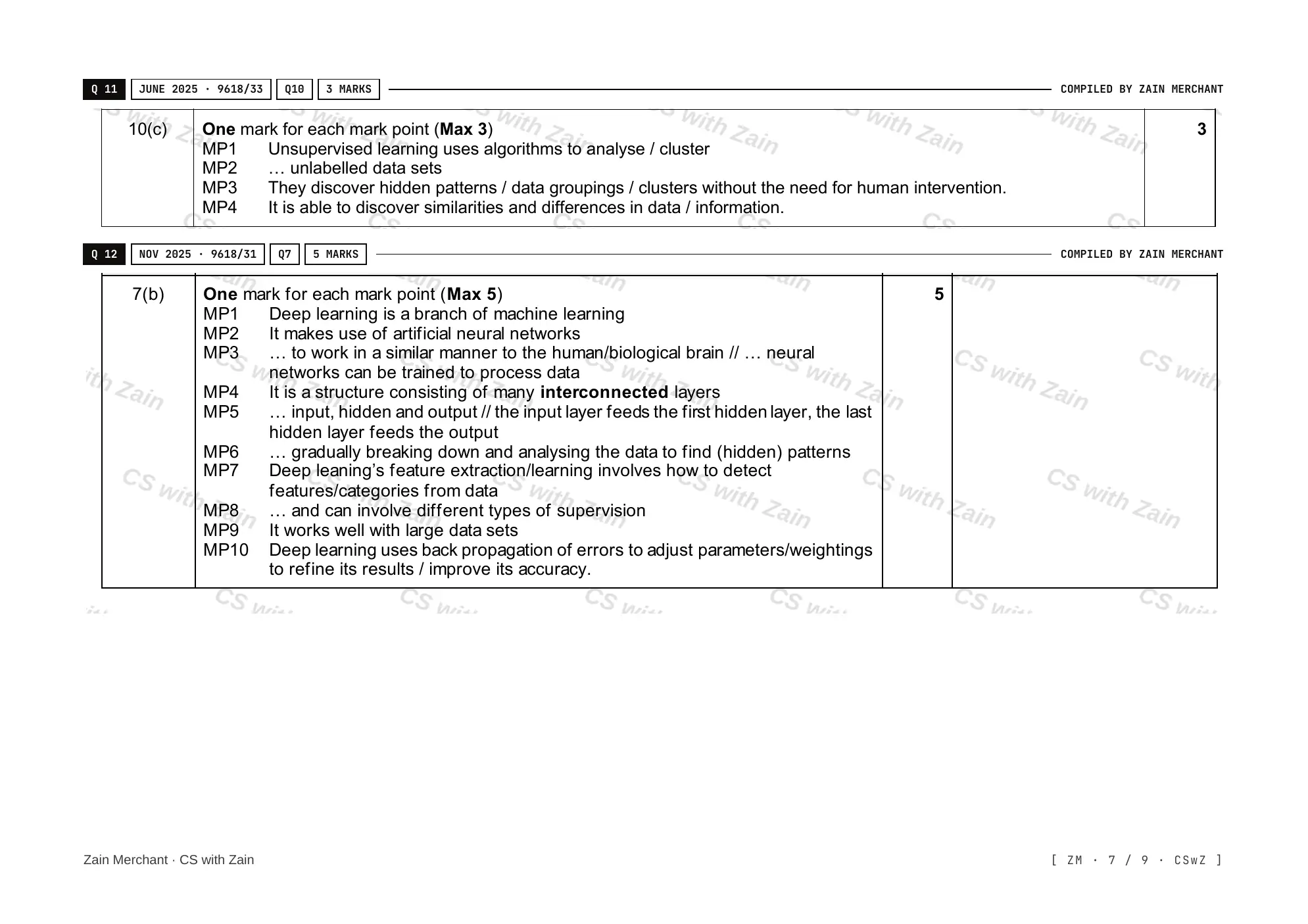 18.2 Artificial Intelligence: Machine Learning and Neural Networks mark scheme, page 6