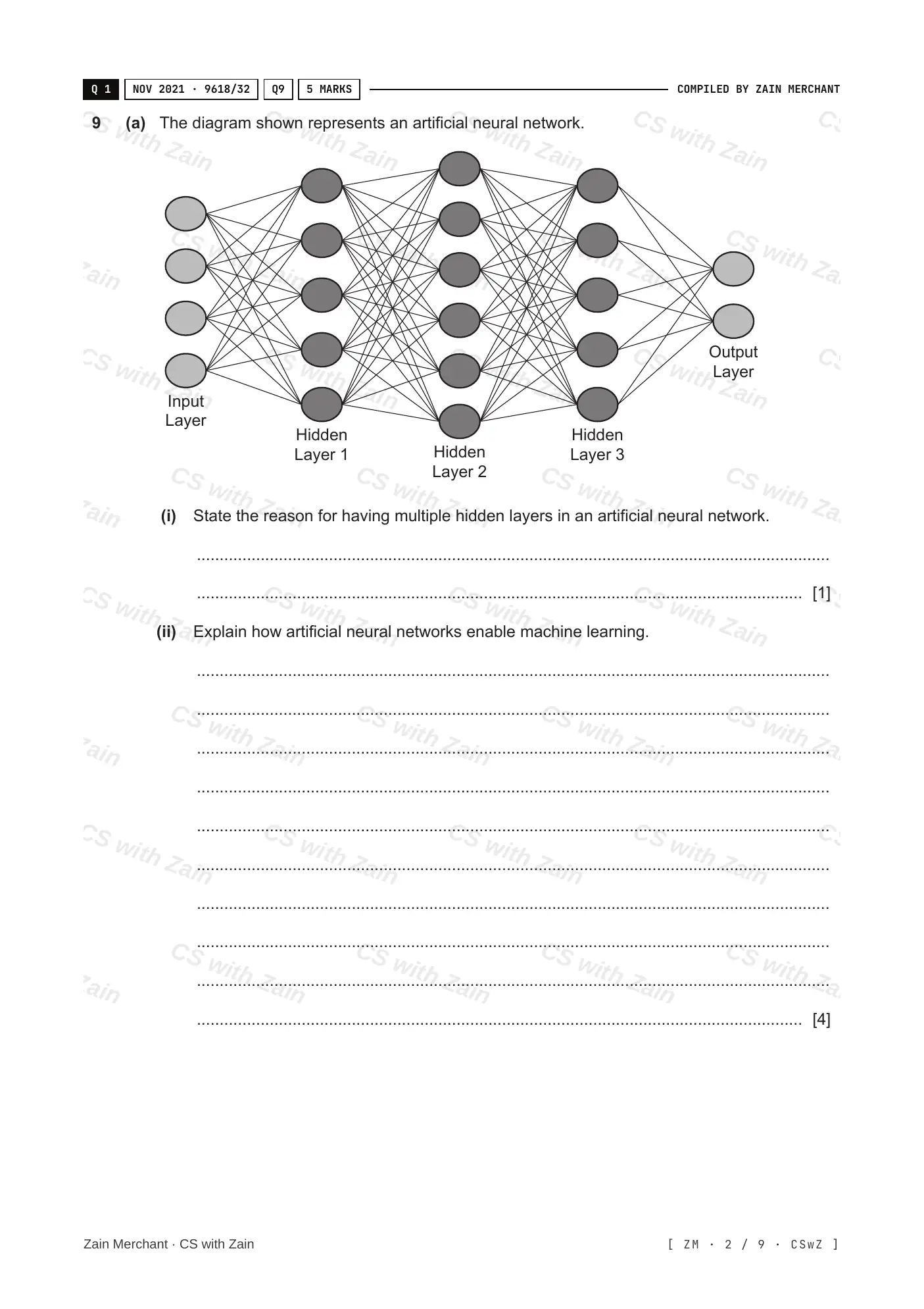 18.2 Artificial Intelligence: Machine Learning and Neural Networks questions, page 1