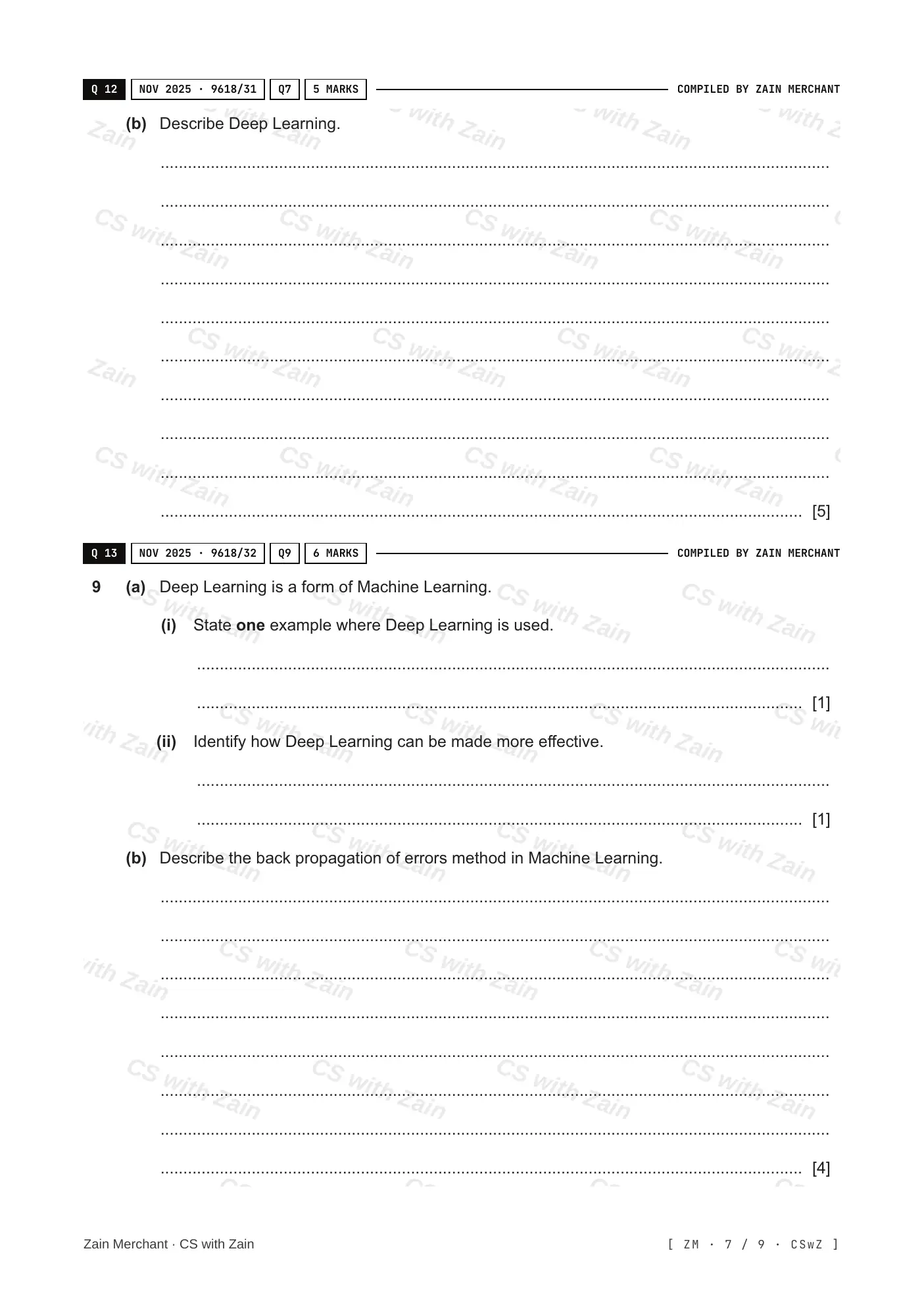 18.2 Artificial Intelligence: Machine Learning and Neural Networks questions, page 6