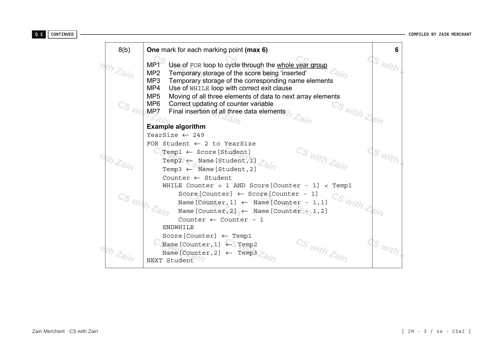 19.1 Algorithms mark scheme, page 2