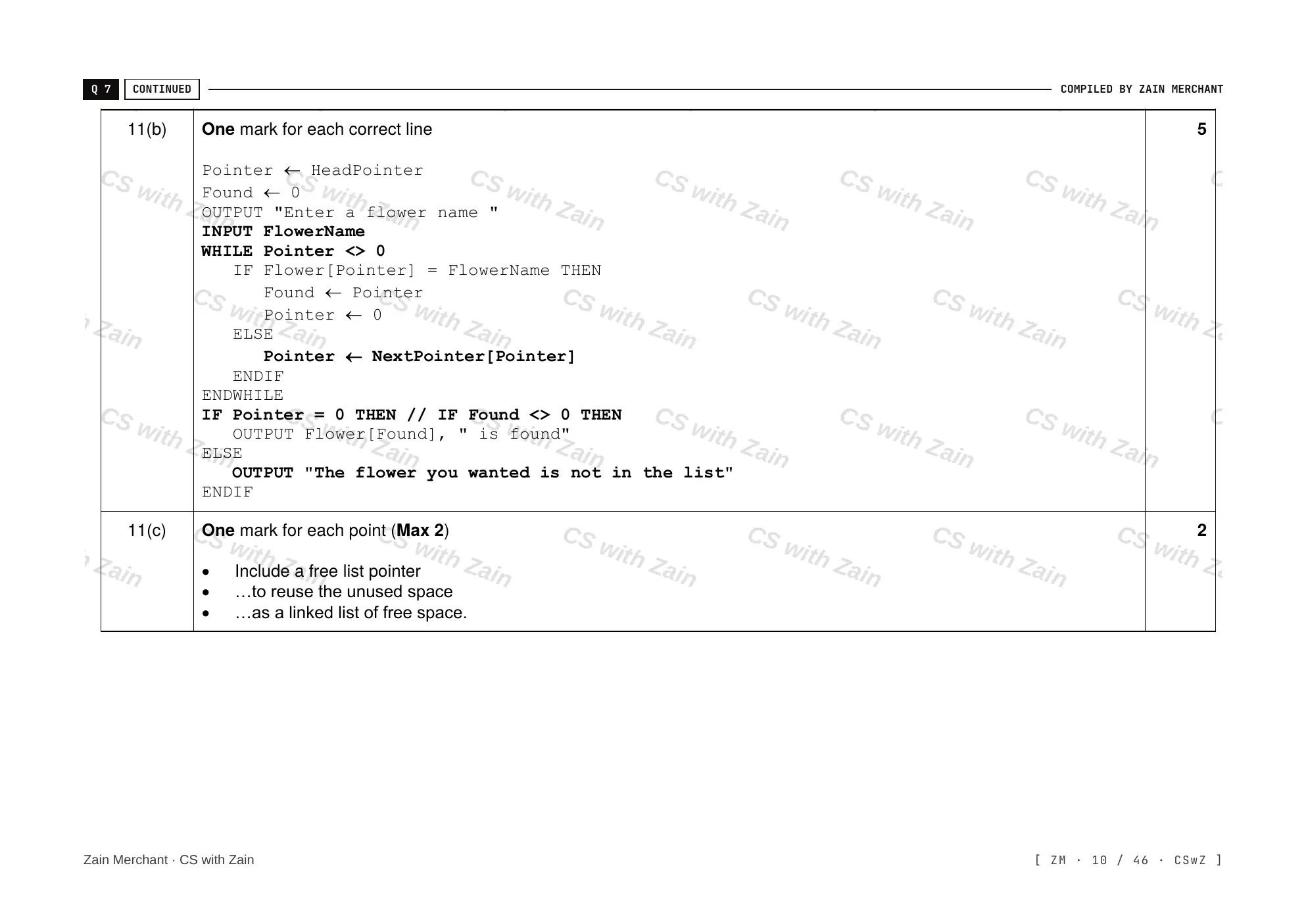 19.1 Algorithms mark scheme, page 9