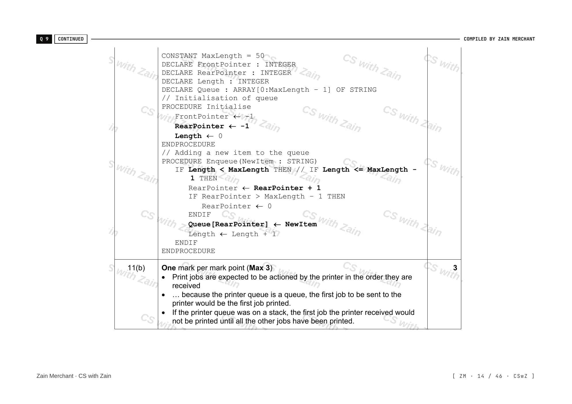 19.1 Algorithms mark scheme, page 13