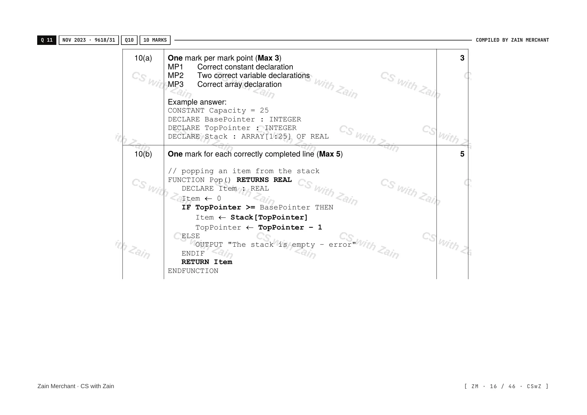 19.1 Algorithms mark scheme, page 15