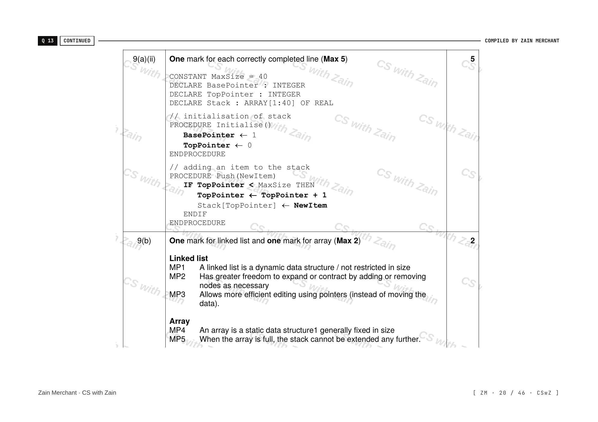 19.1 Algorithms mark scheme, page 19