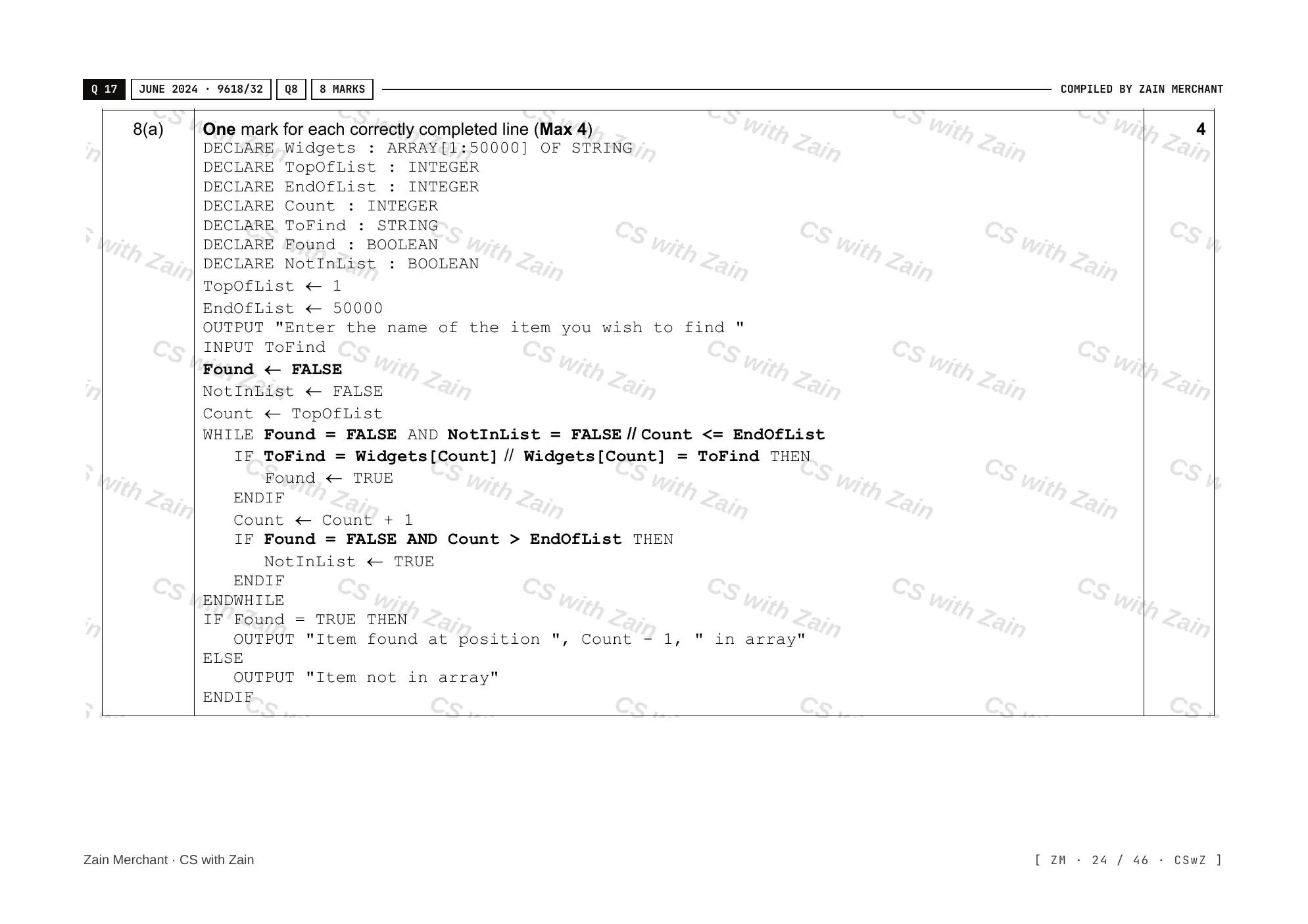 19.1 Algorithms mark scheme, page 23