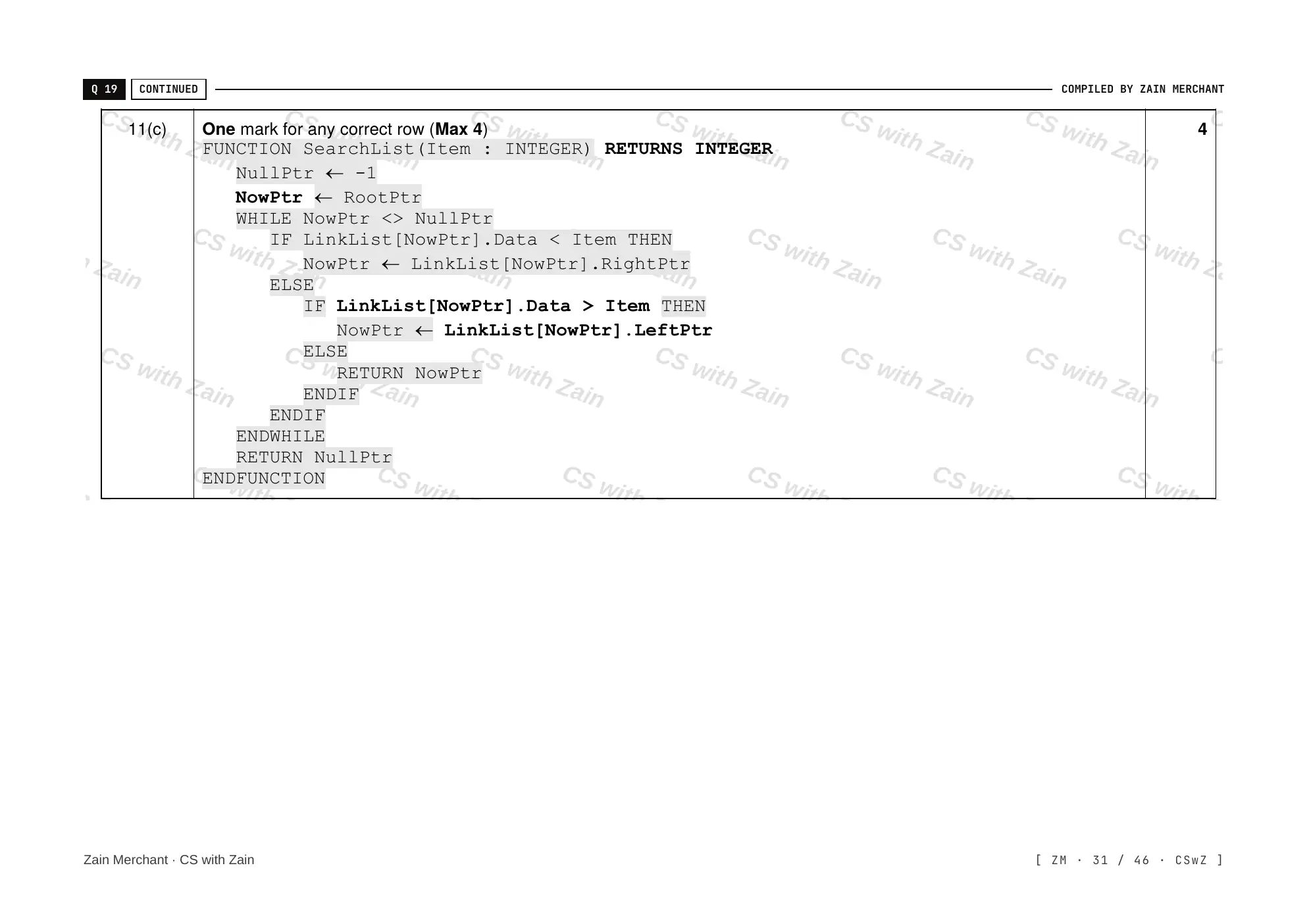 19.1 Algorithms mark scheme, page 30