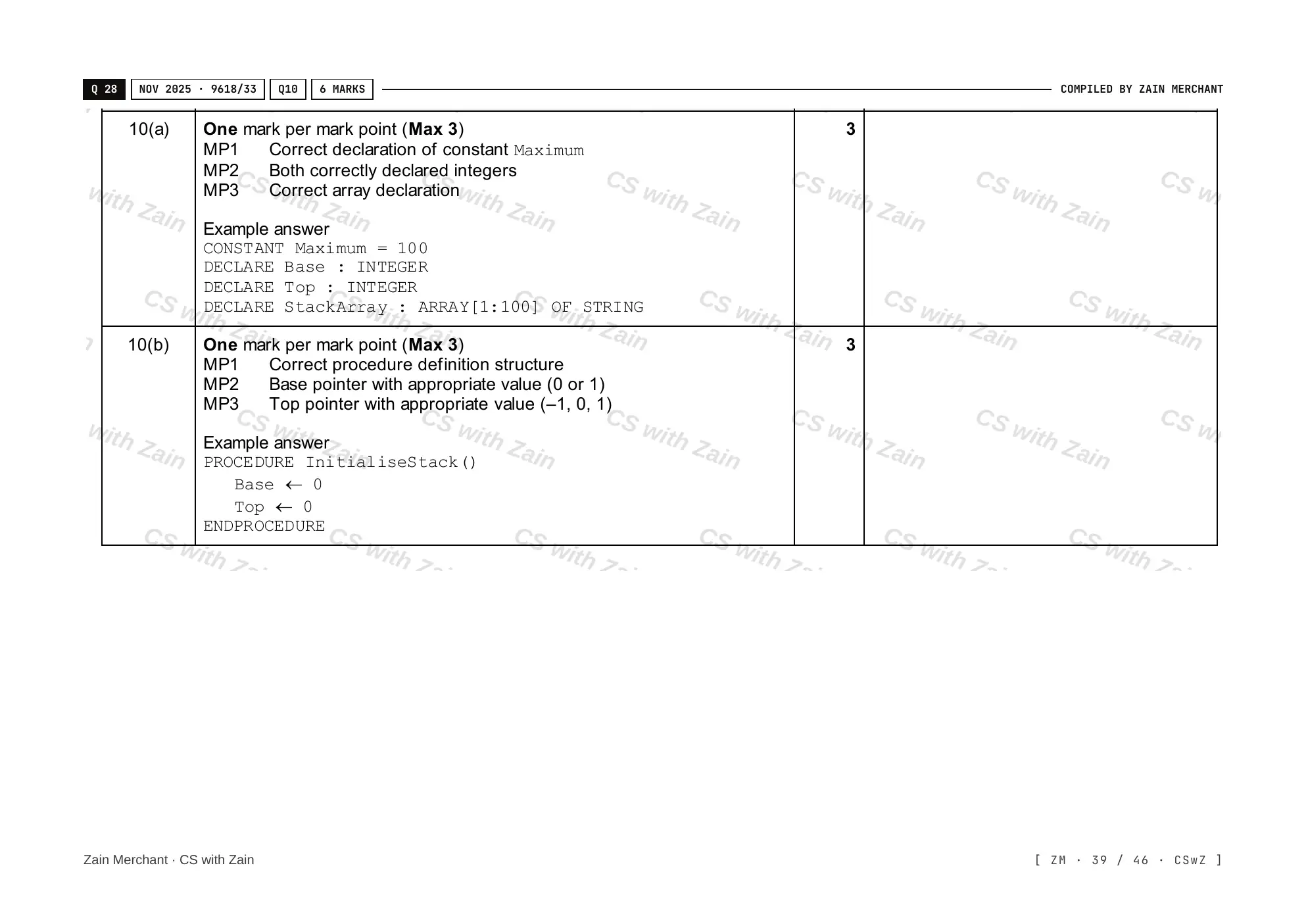 19.1 Algorithms mark scheme, page 38