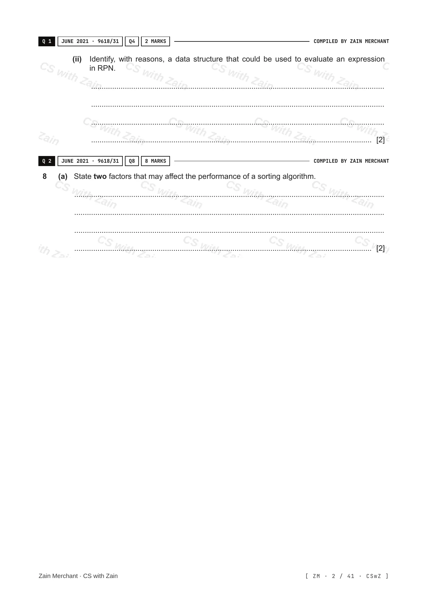 19.1 Algorithms questions, page 1