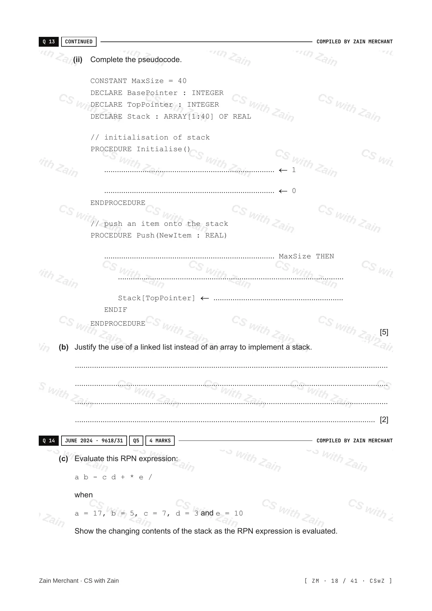 19.1 Algorithms questions, page 17