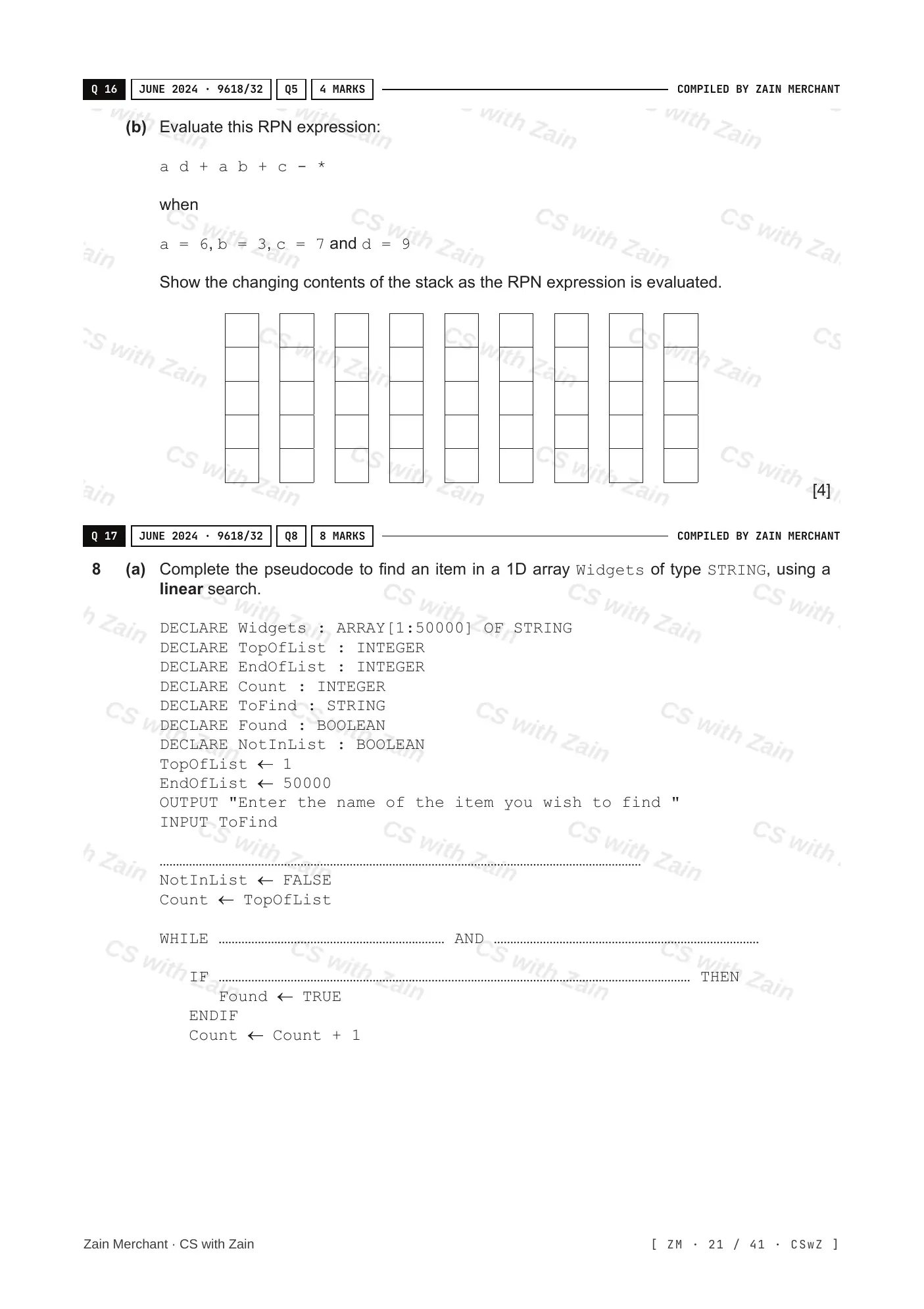 19.1 Algorithms questions, page 20