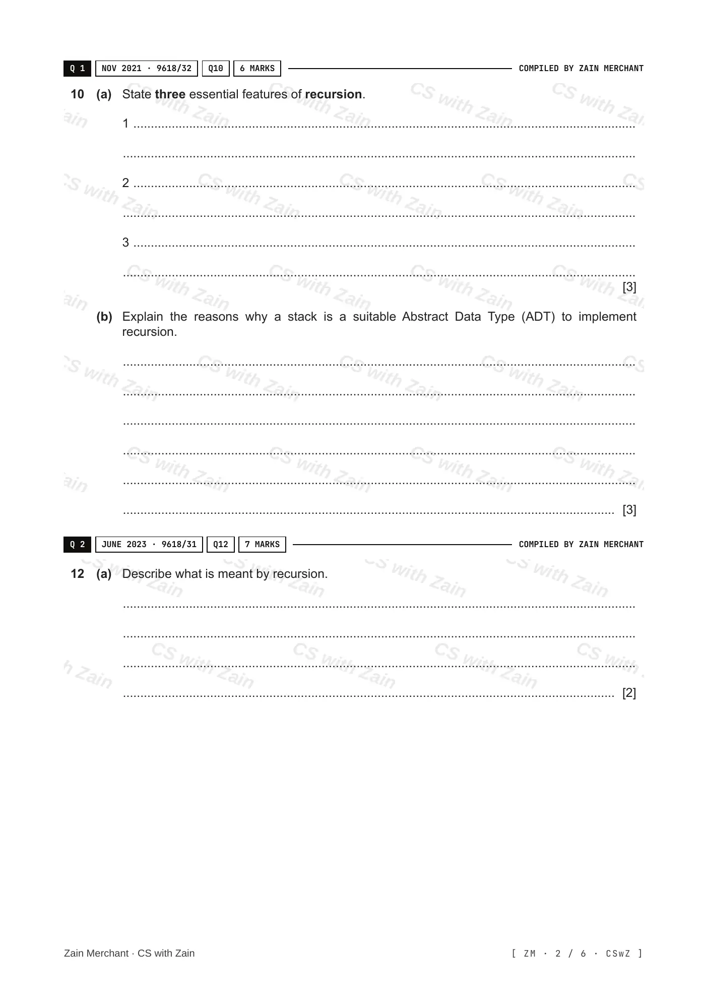 19.2 Recursion questions, page 1