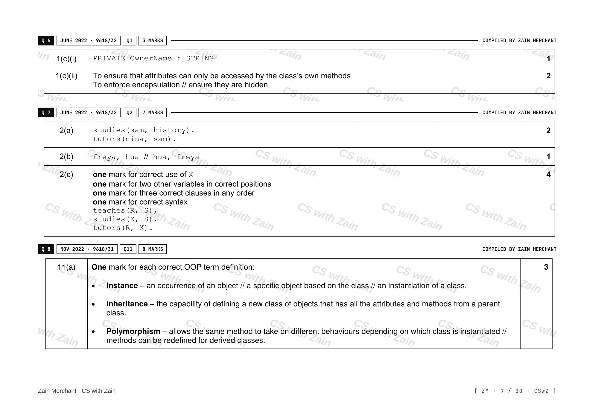 20.1 Programming Paradigms mark scheme, page 8