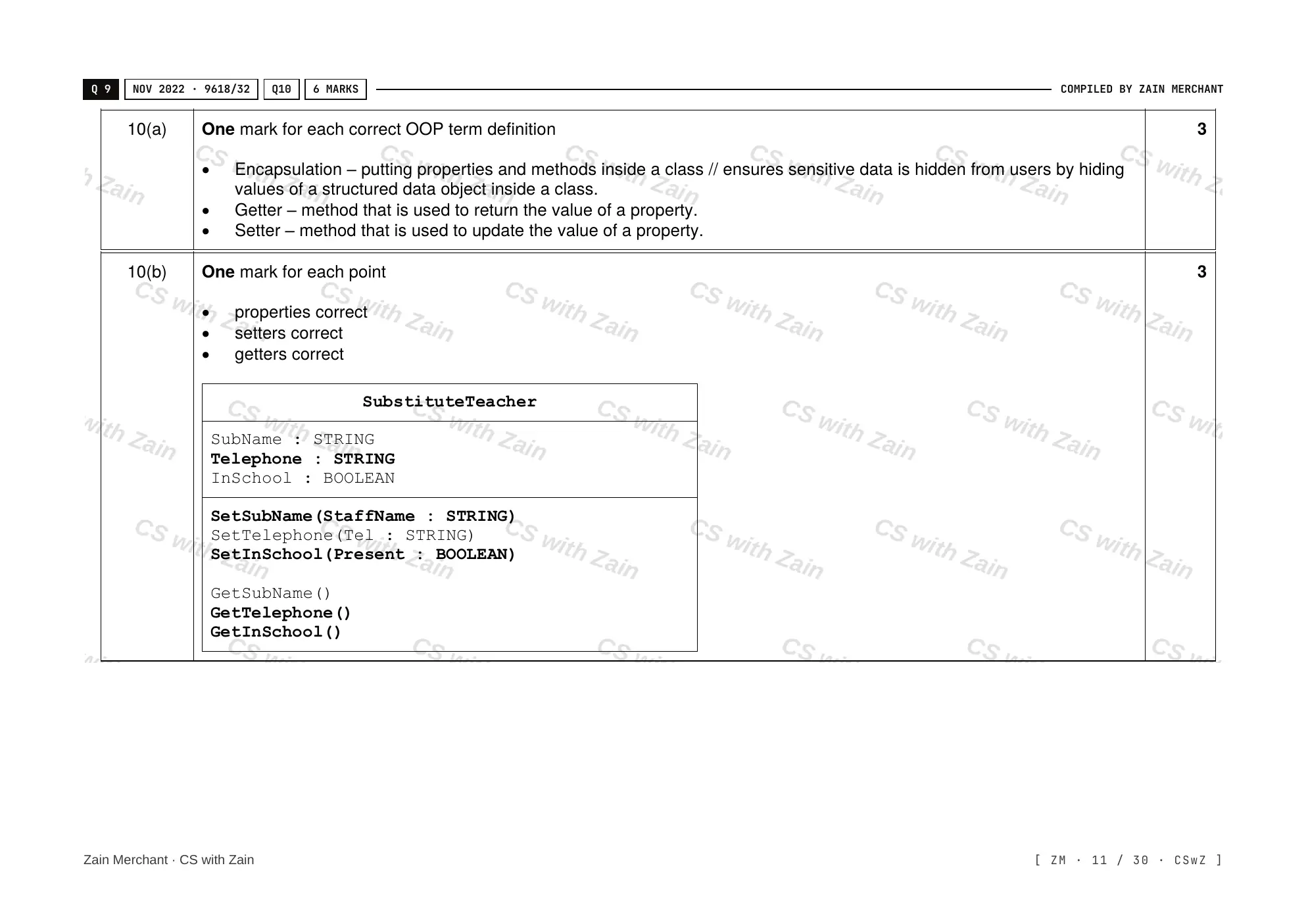 20.1 Programming Paradigms mark scheme, page 10