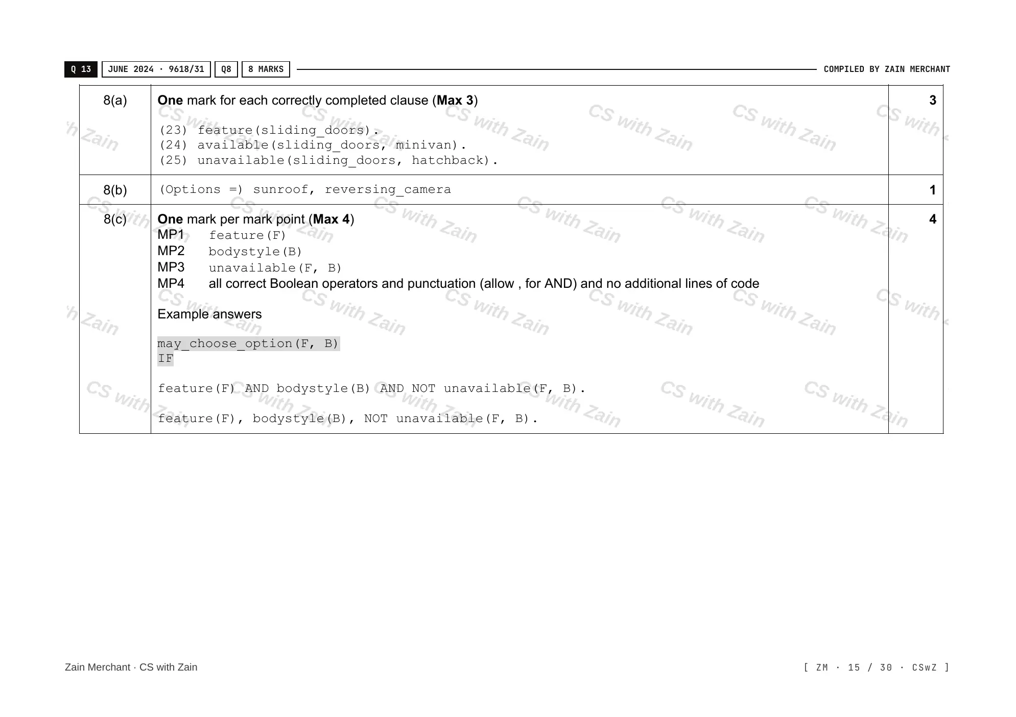 20.1 Programming Paradigms mark scheme, page 14