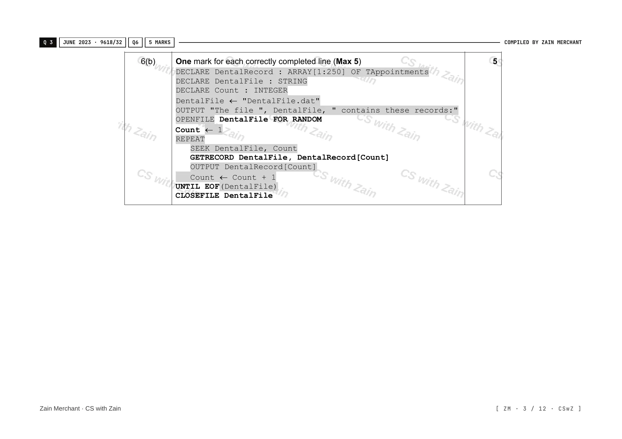 20.2 File Processing and Exception Handling mark scheme, page 2