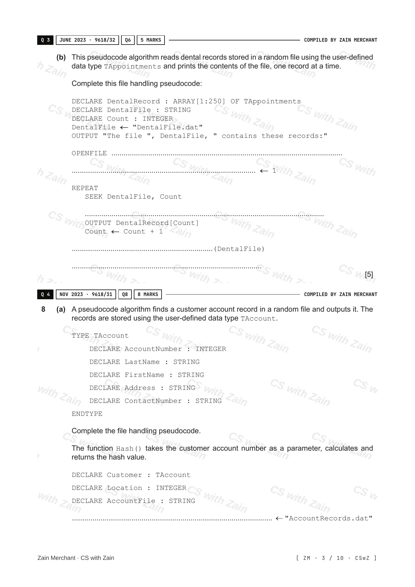 20.2 File Processing and Exception Handling questions, page 2