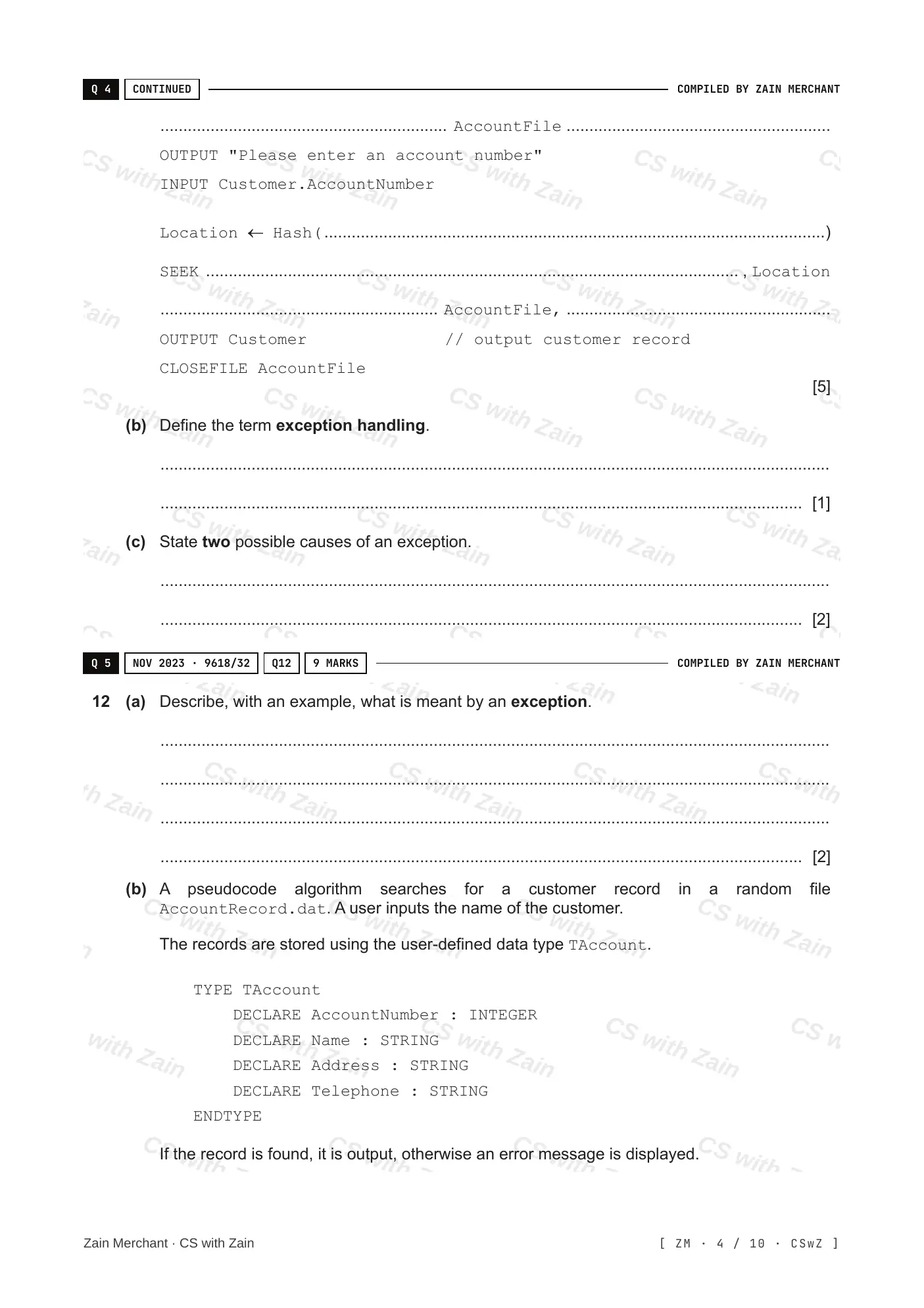 20.2 File Processing and Exception Handling questions, page 3