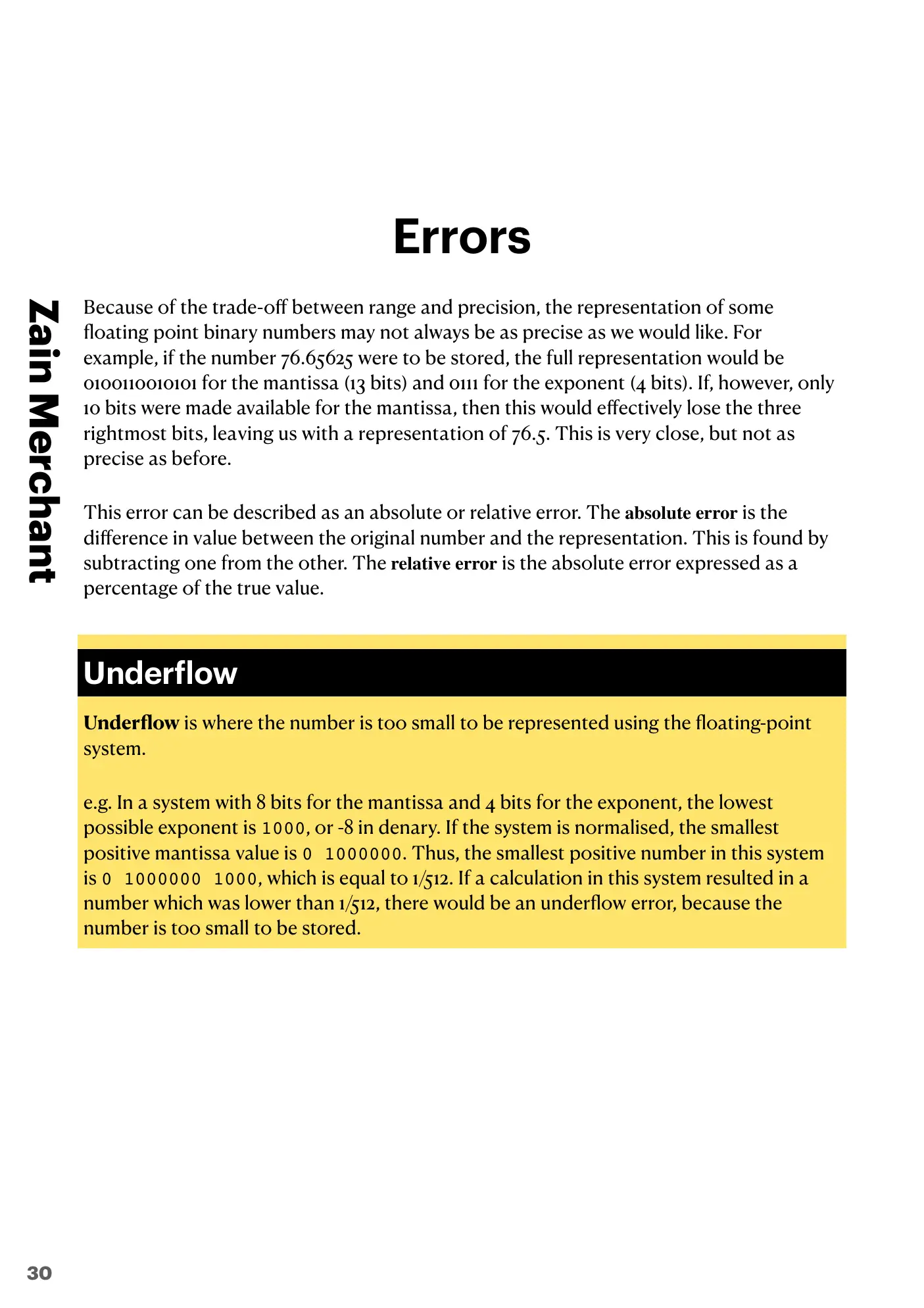 13.3 Floating-point numbers, representation and manipulation book pages, page 7
