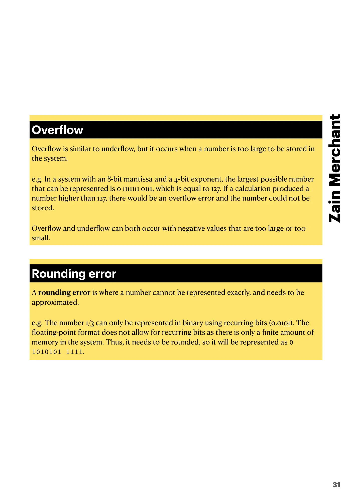 13.3 Floating-point numbers, representation and manipulation book pages, page 8